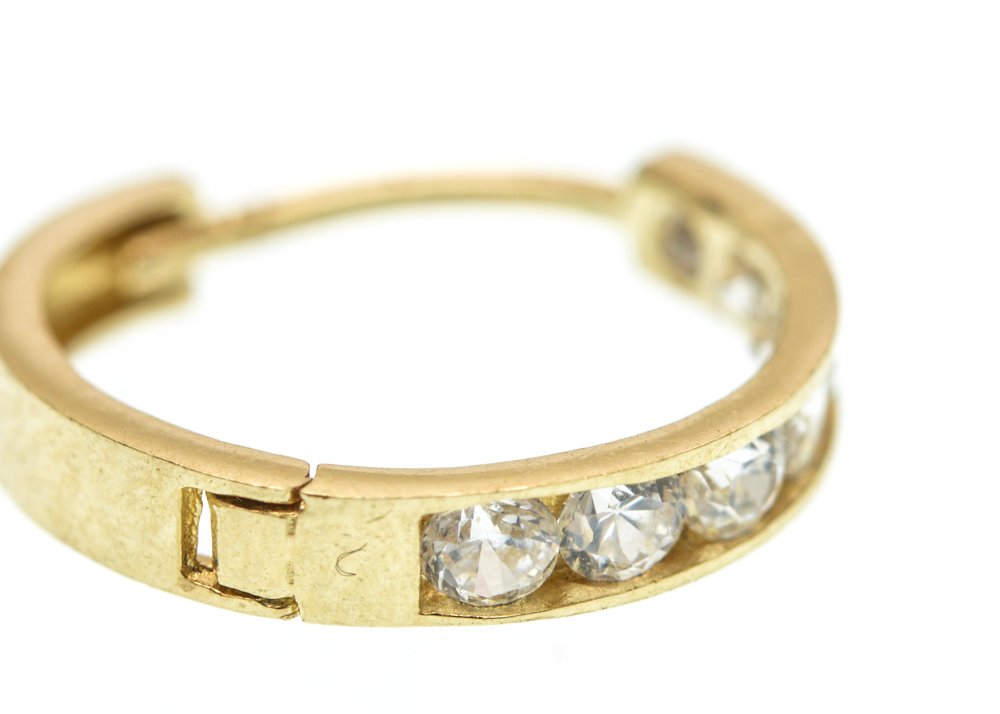 14K Yellow Gold Cubic Zirconia Hoop Earrings