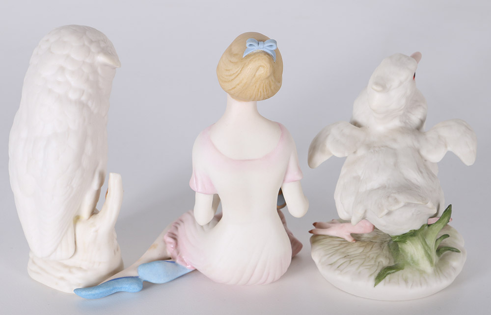 Cybis "Pandora", "Baby Owl" and "Duckling-Baby Brother" Porcelain Figurines