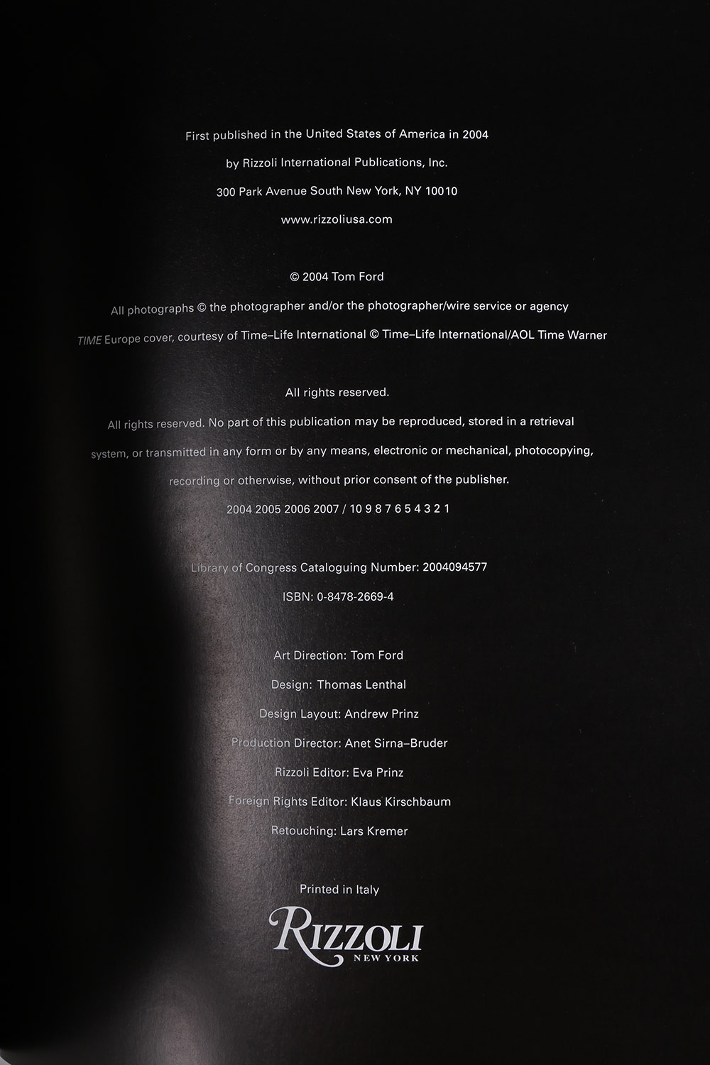 2004 Autographed "Tom Ford" Book