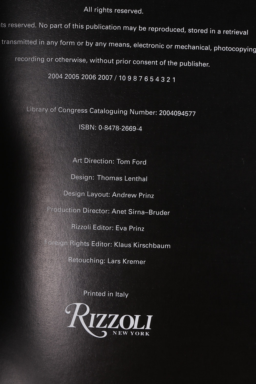 2004 Autographed "Tom Ford" Book