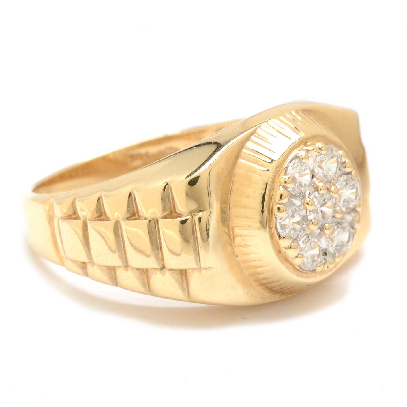 Men's 14K Yellow Gold Cubic Zirconia Ring