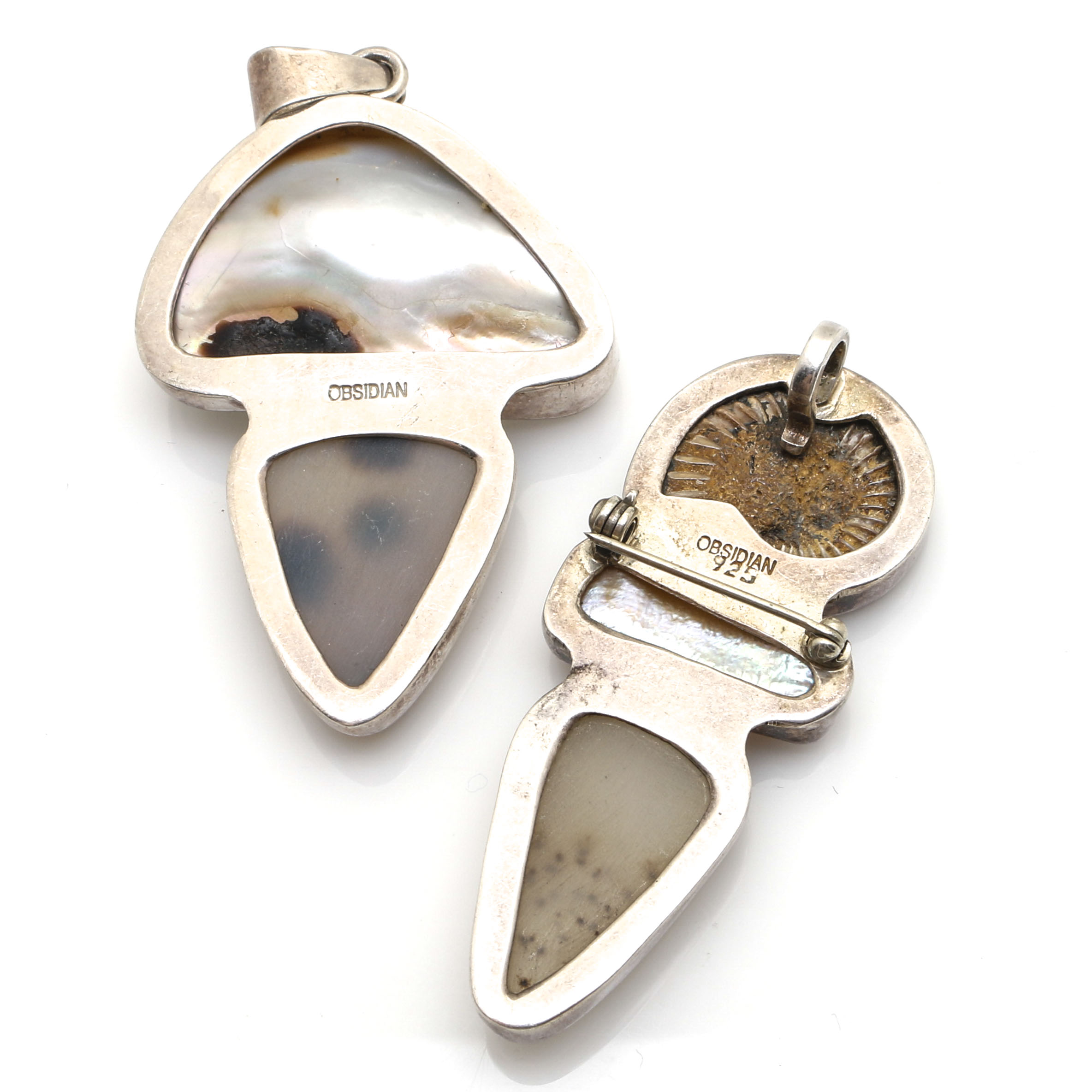 Sterling Silver Pieces With Ammonite and Various Gemstones