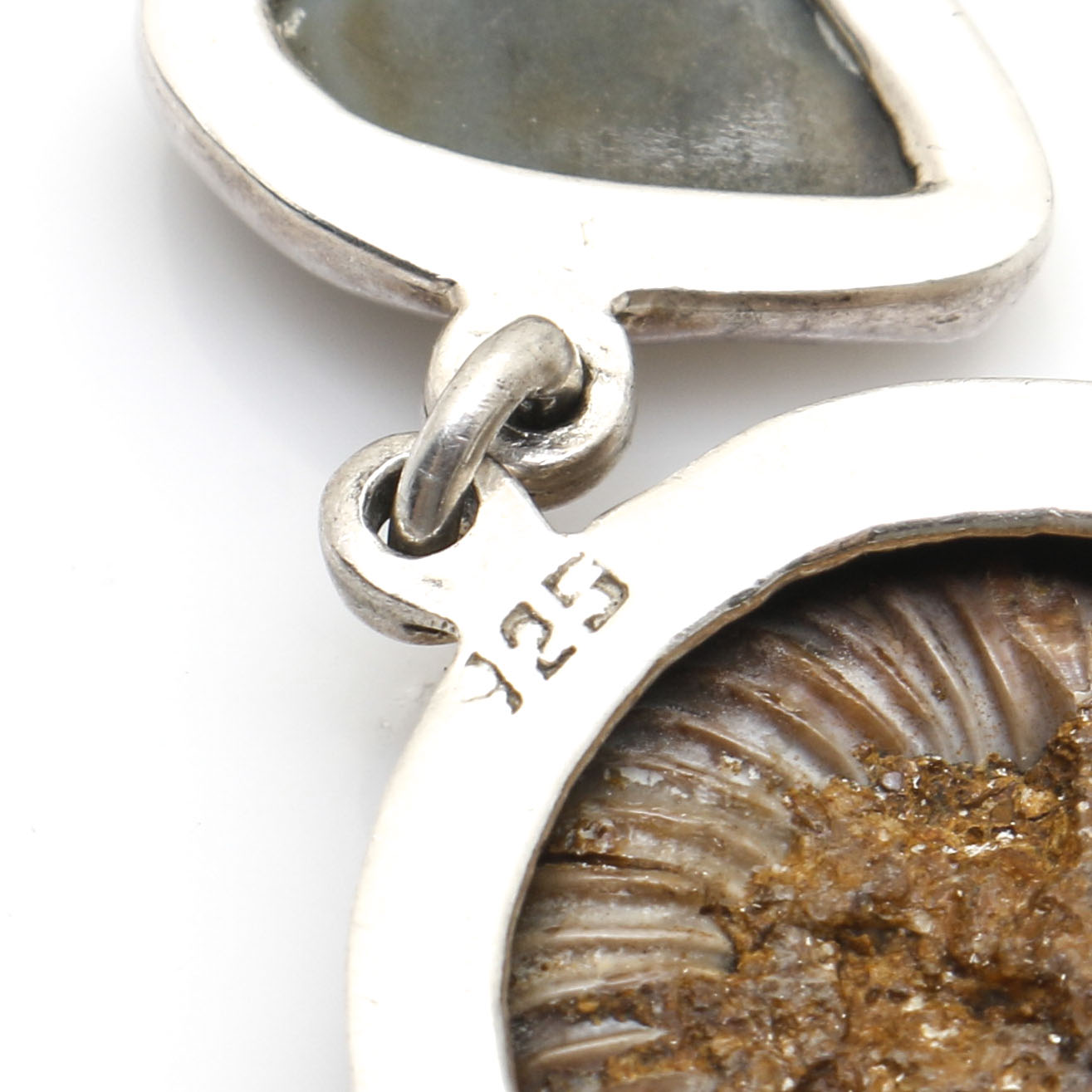 Sterling Silver Pieces With Ammonite and Various Gemstones