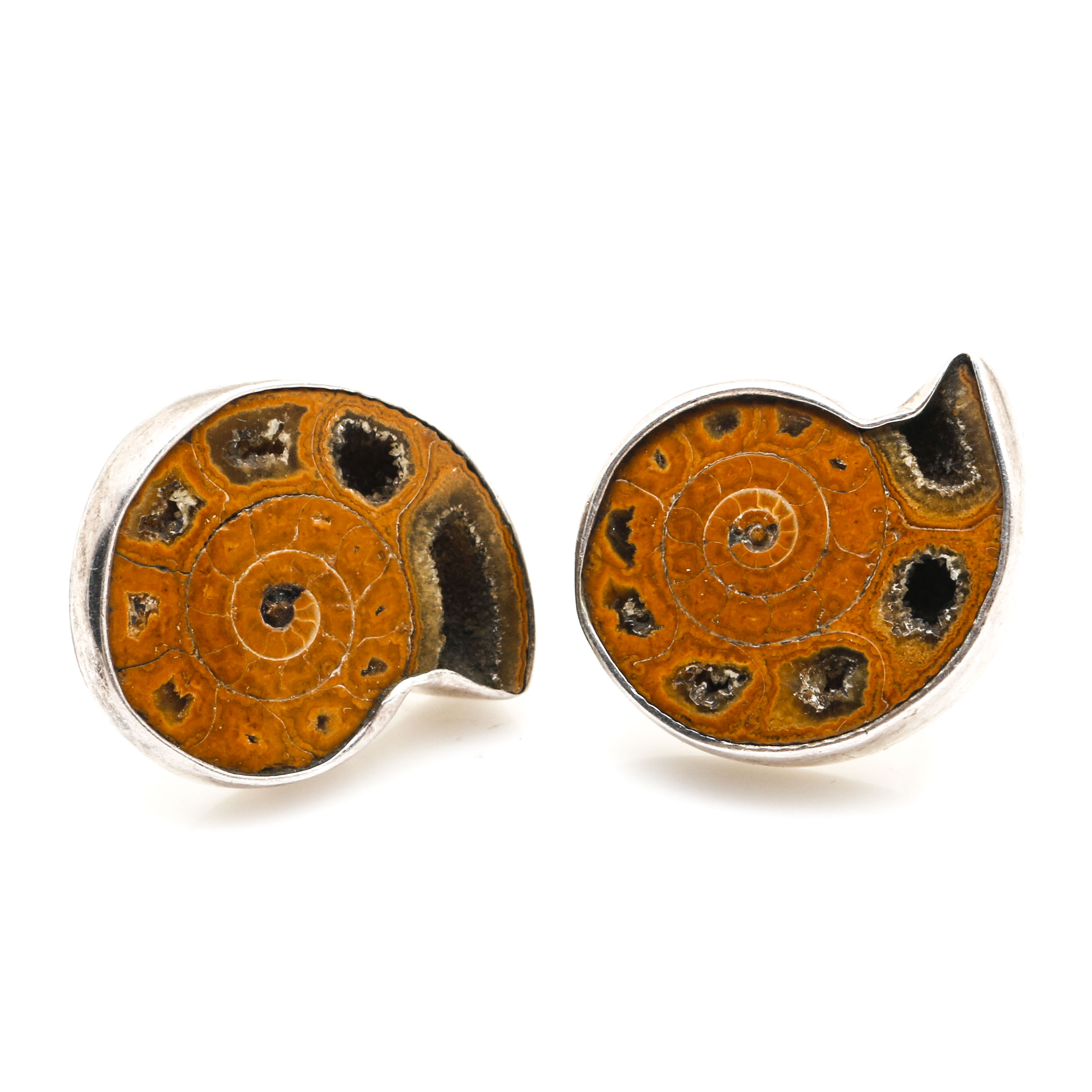 Sterling Silver Pieces With Ammonite and Various Gemstones