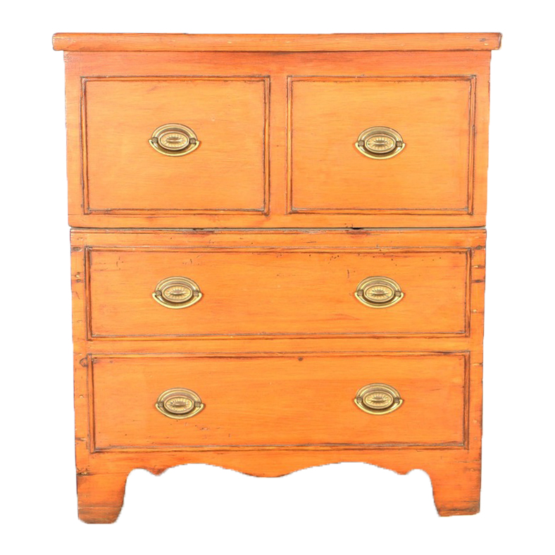 19th Century Pine Commode in the Form of Chest of Drawers