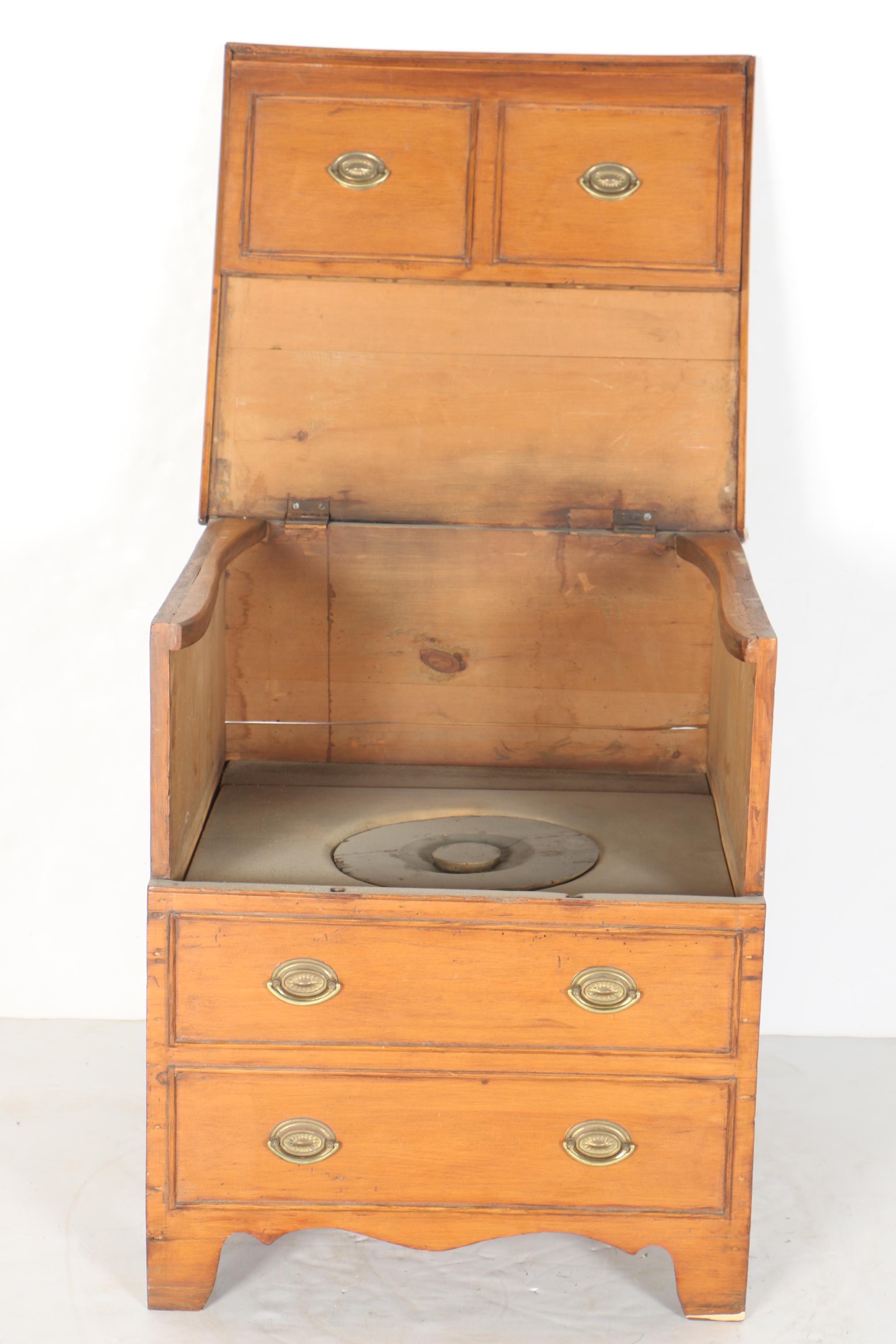 19th Century Pine Commode in the Form of Chest of Drawers