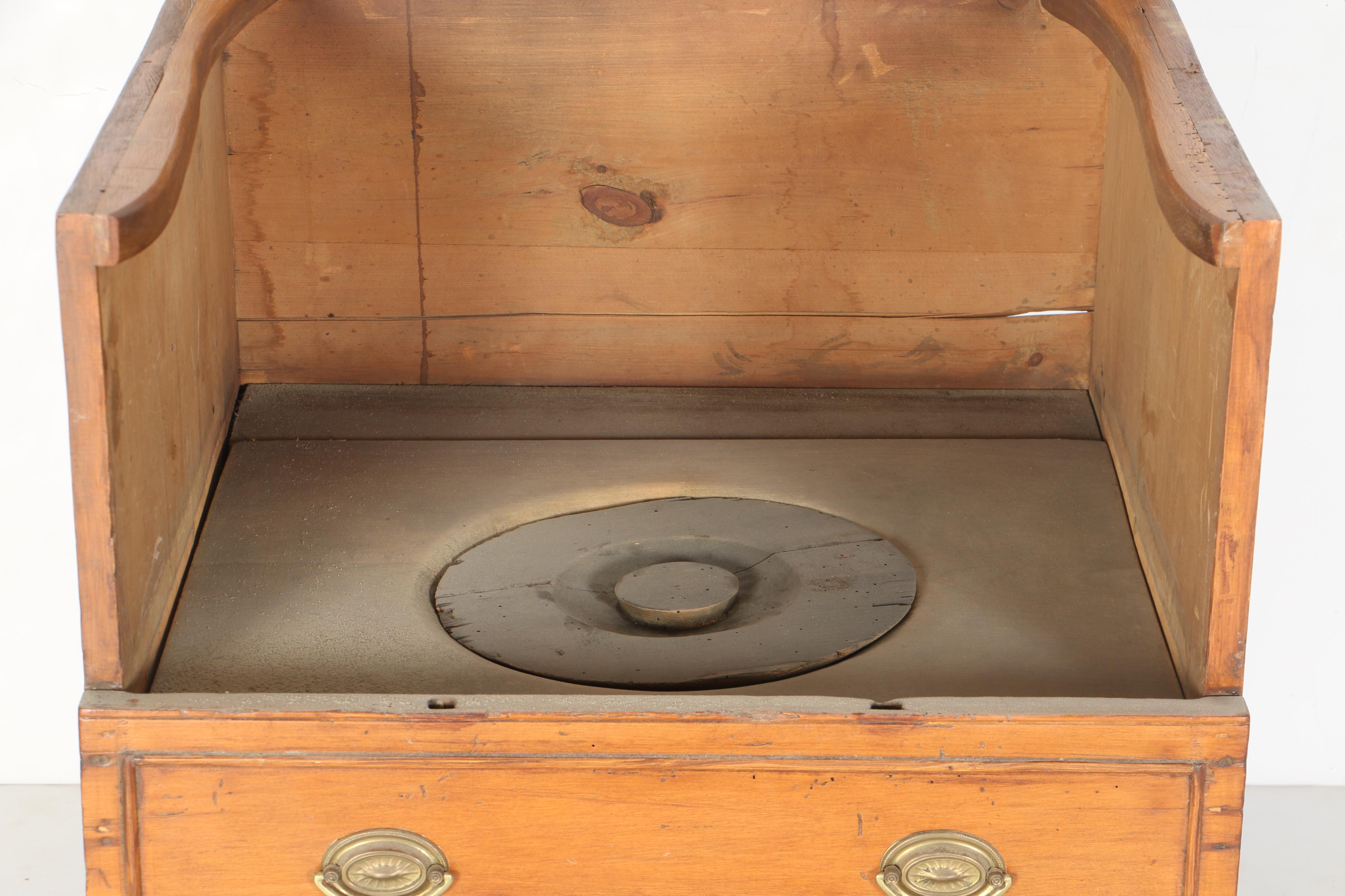 19th Century Pine Commode in the Form of Chest of Drawers