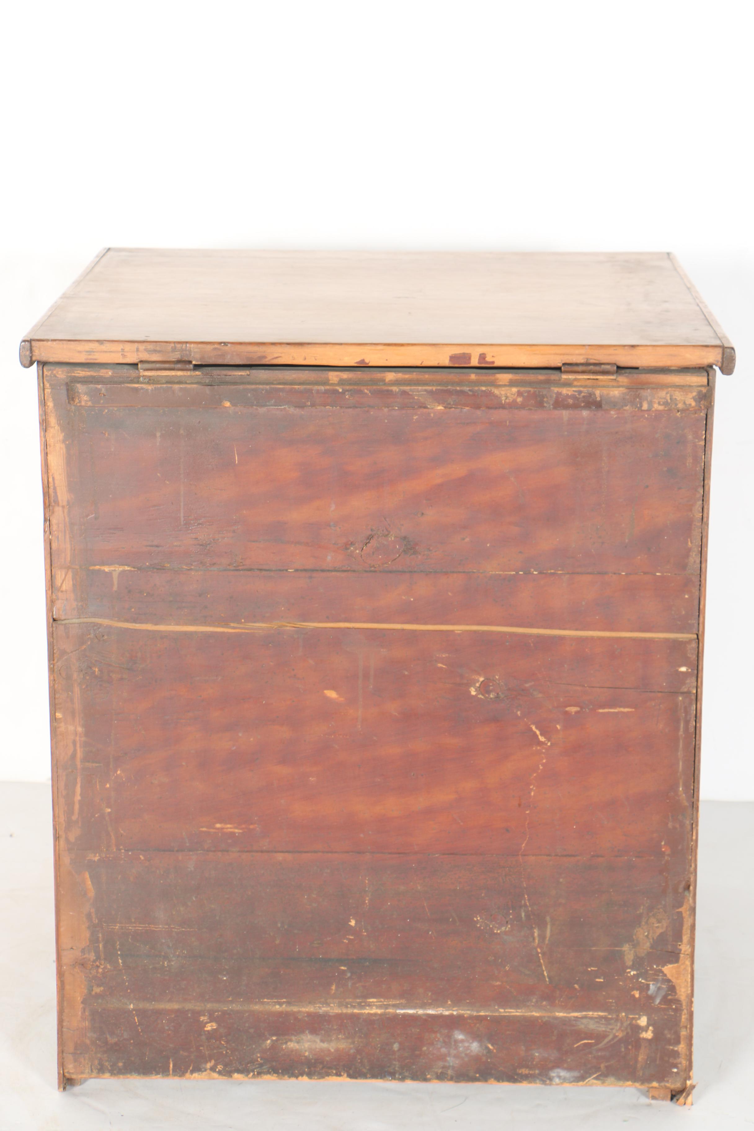 19th Century Pine Commode in the Form of Chest of Drawers