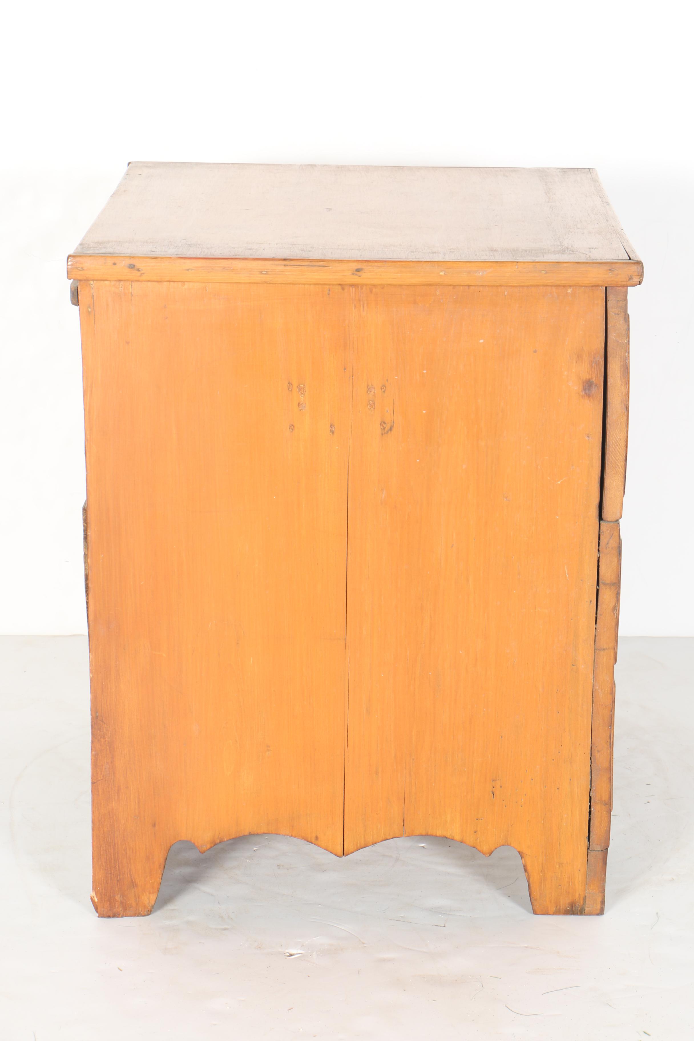 19th Century Pine Commode in the Form of Chest of Drawers
