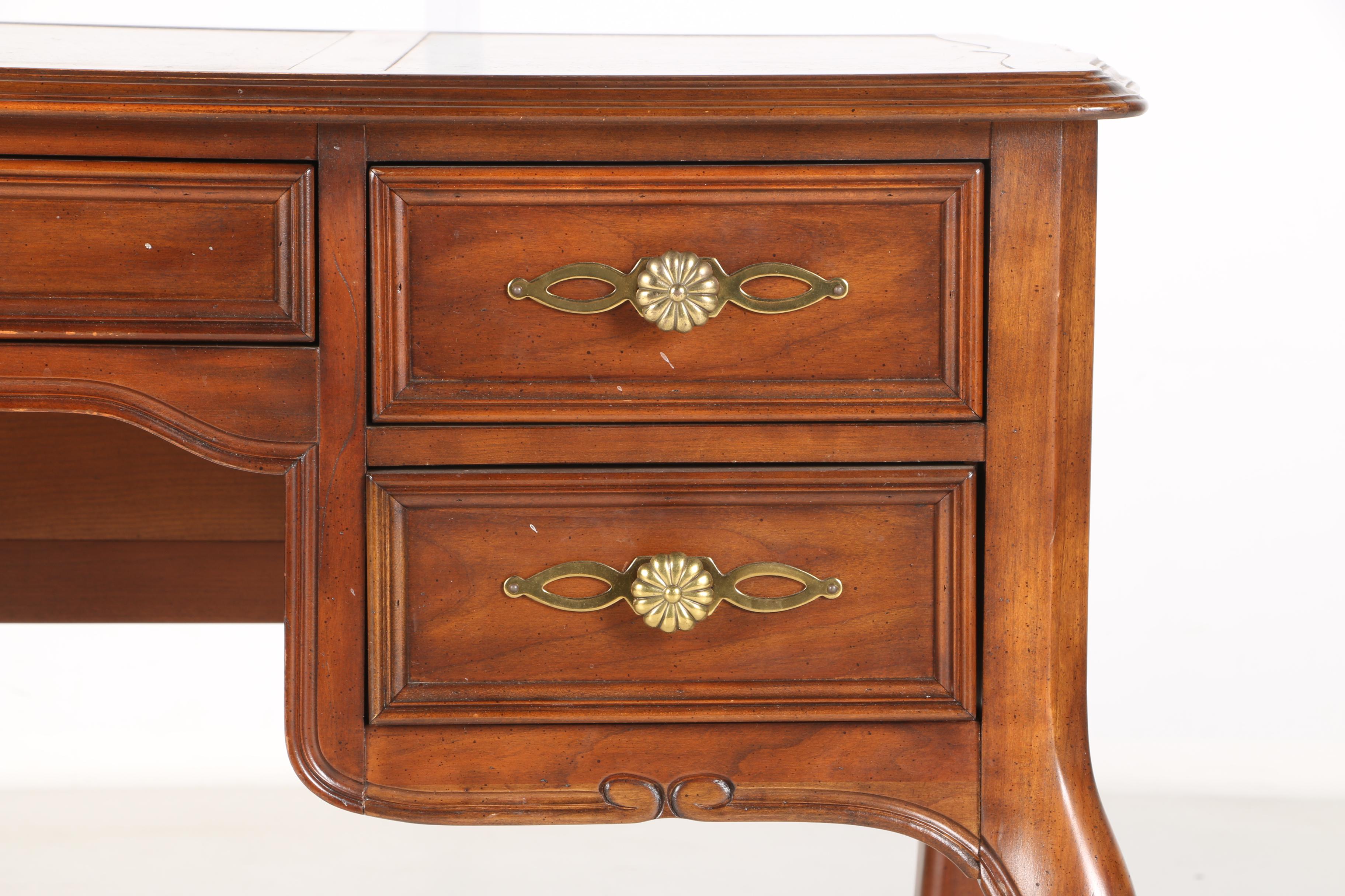 Vintage Faux Leather Top Writing Desk by Sligh