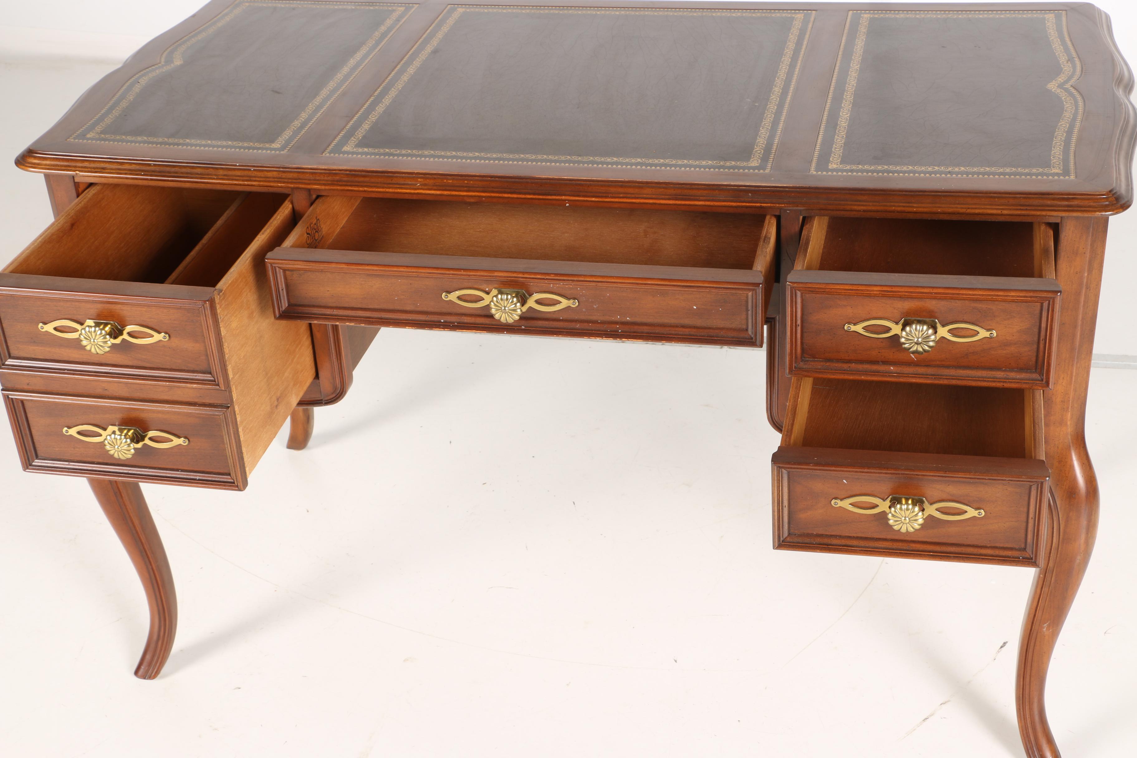 Vintage Faux Leather Top Writing Desk by Sligh