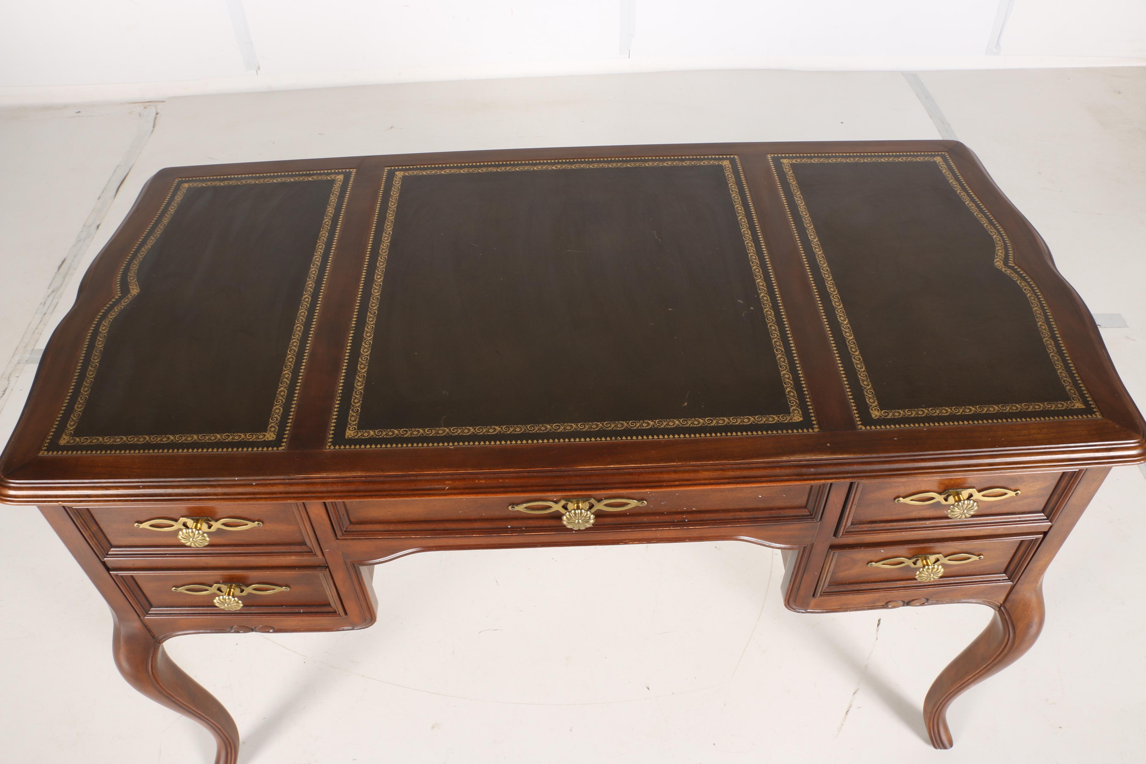 Vintage Faux Leather Top Writing Desk by Sligh