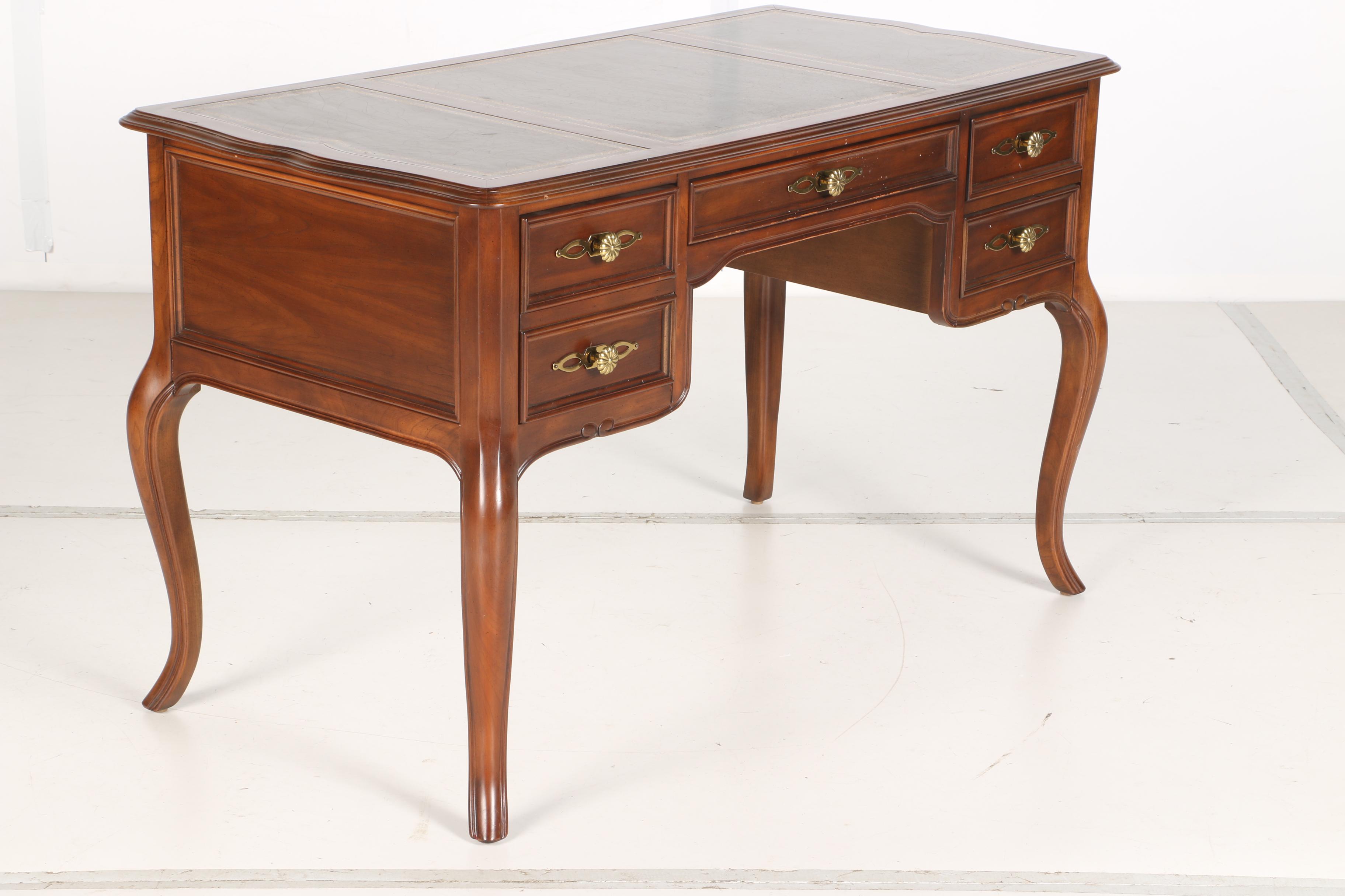 Vintage Faux Leather Top Writing Desk by Sligh