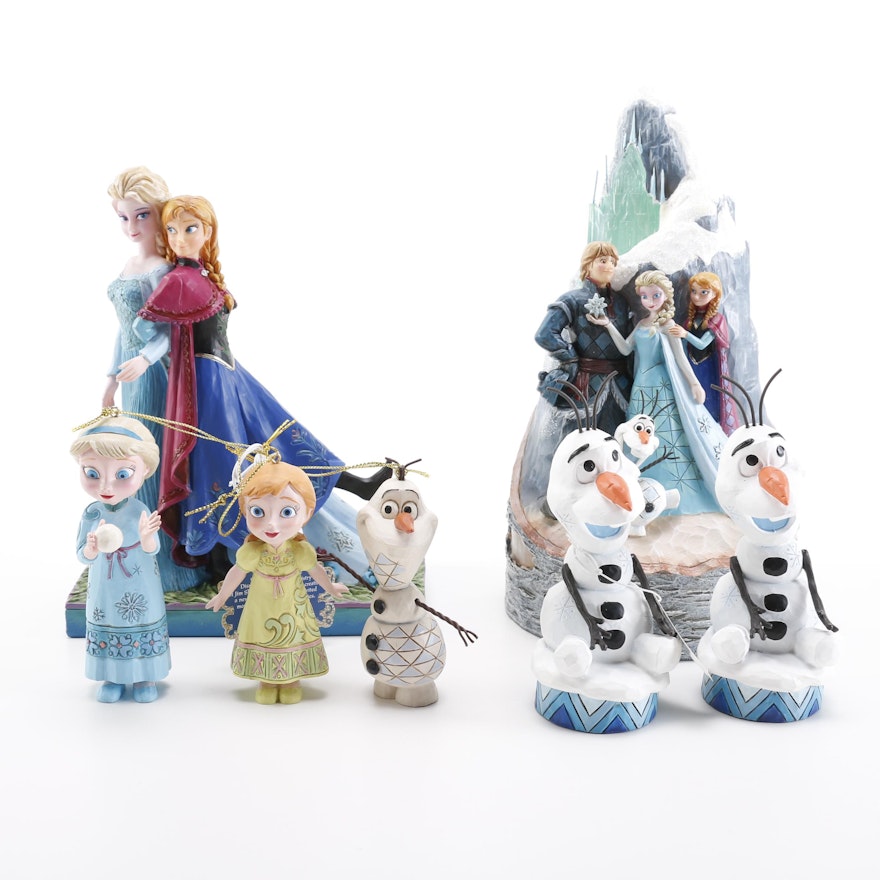 "Frozen" Ornaments and Figurines Including Olaf and Young Elsa