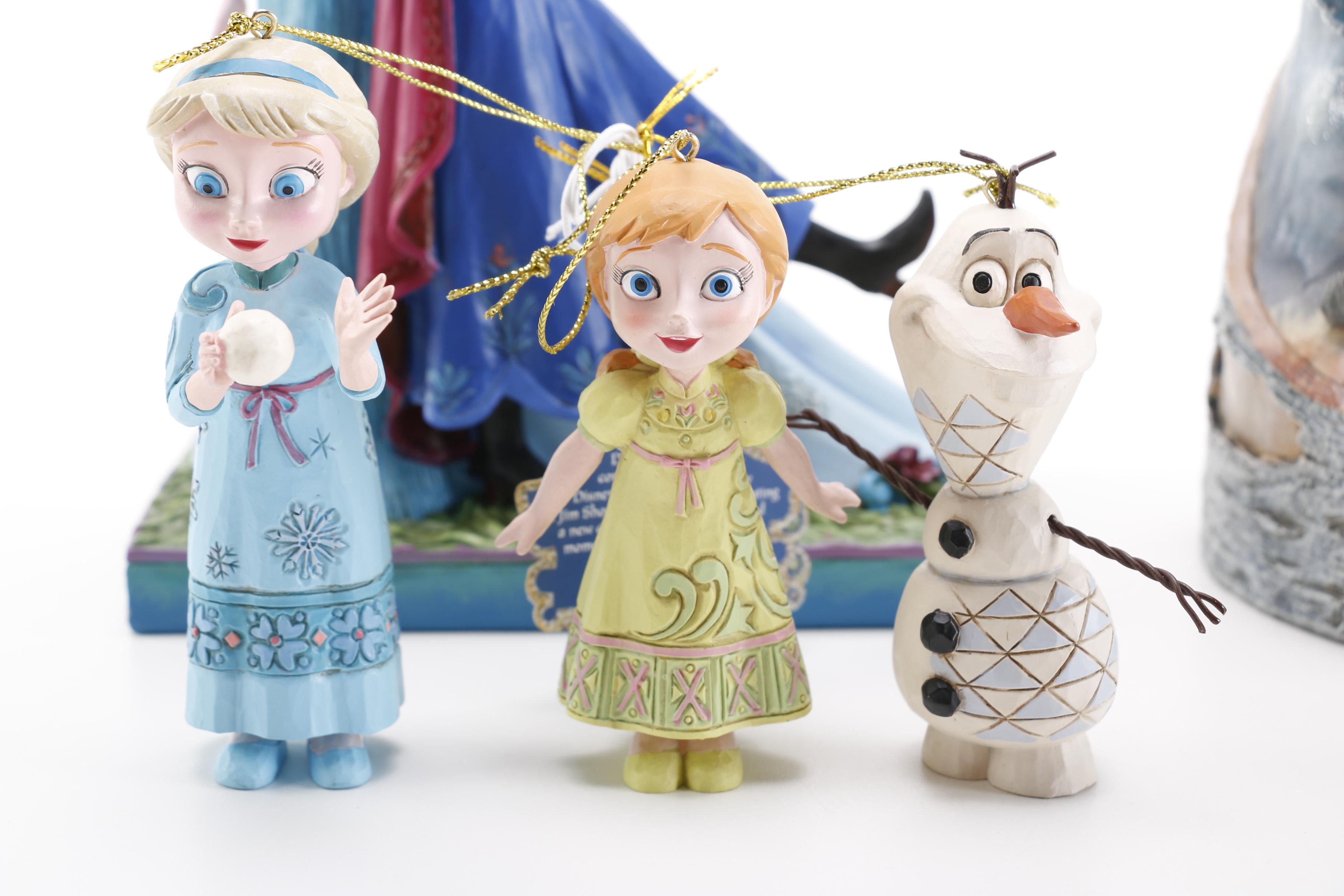 "Frozen" Ornaments and Figurines Including Olaf and Young Elsa