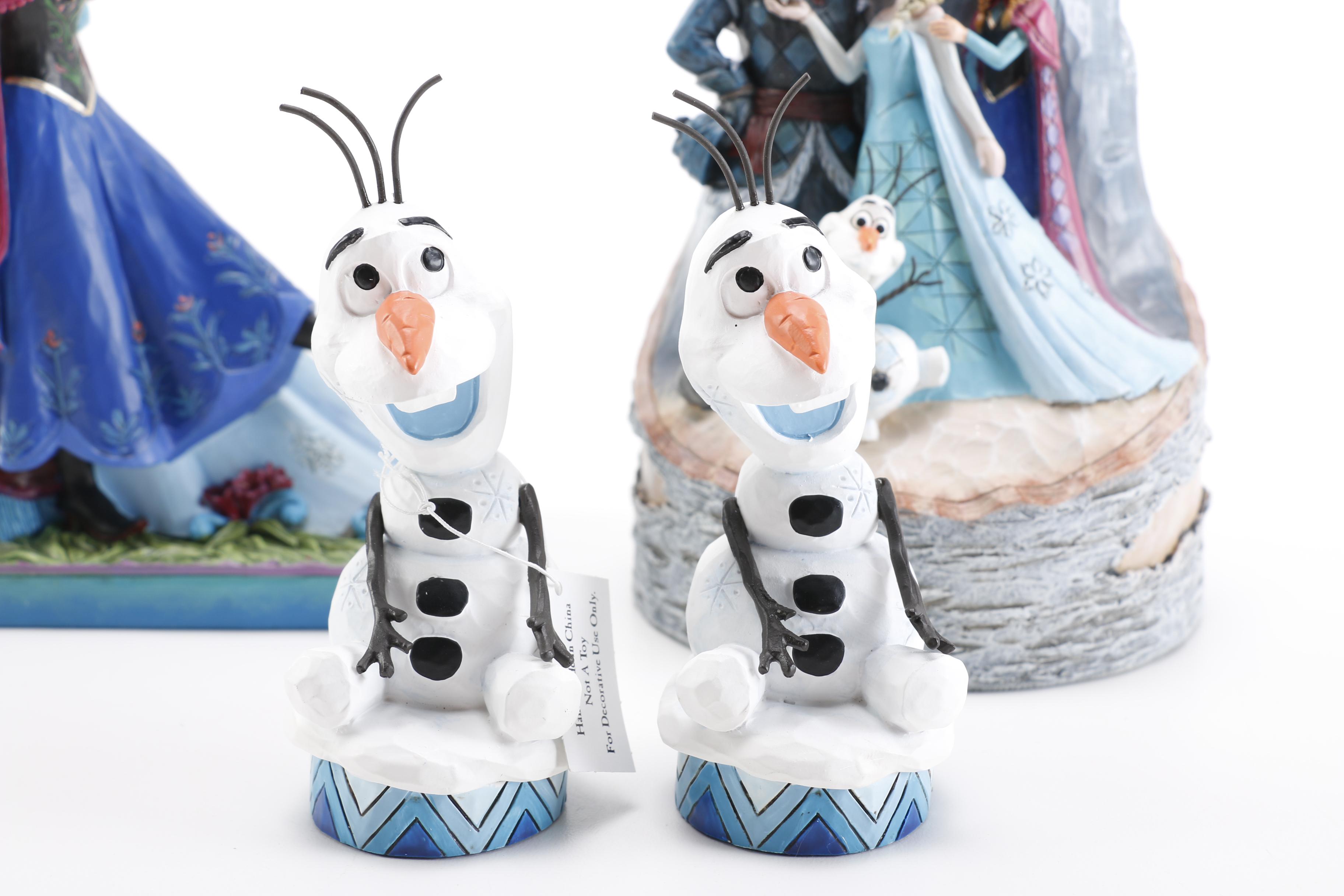 "Frozen" Ornaments and Figurines Including Olaf and Young Elsa