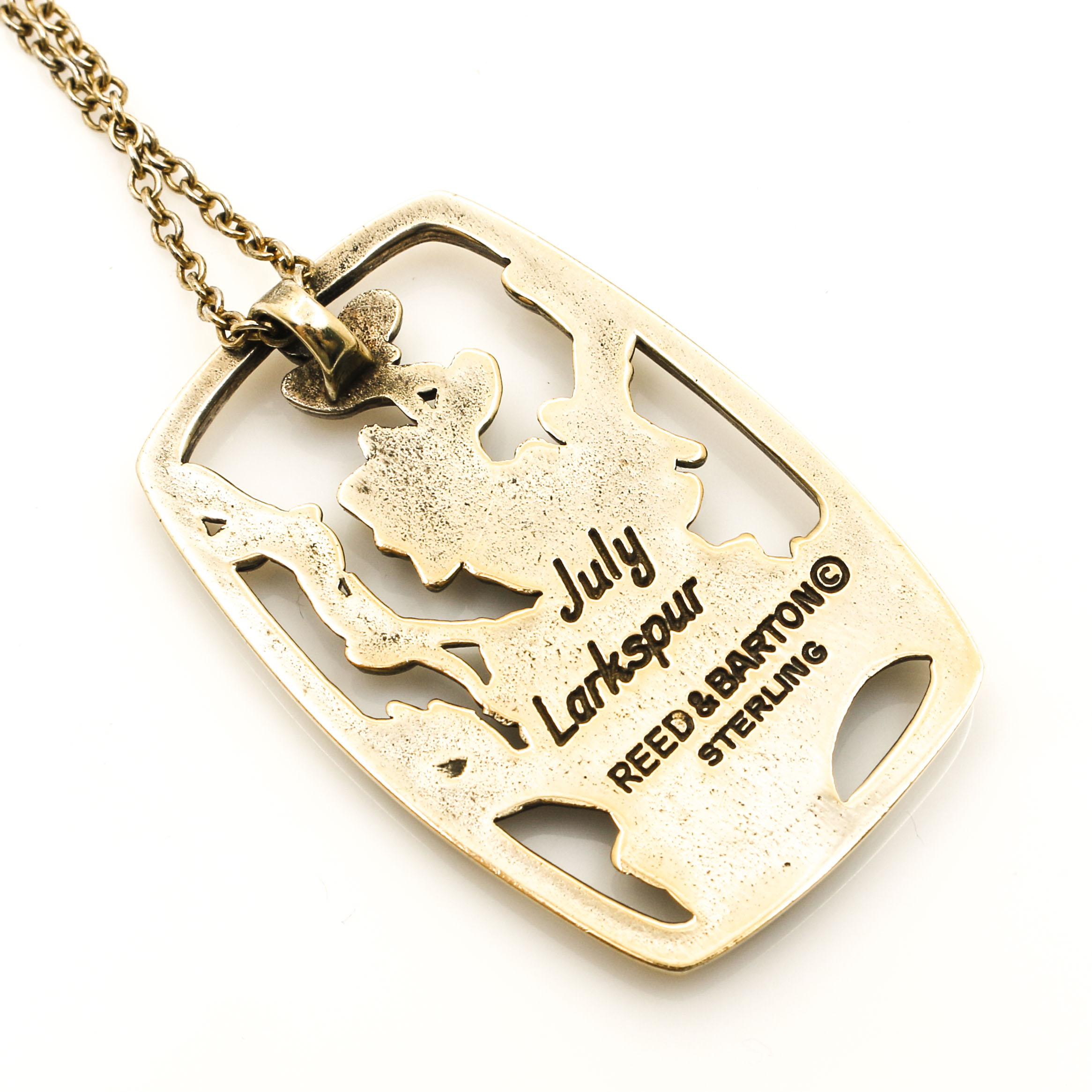 Sterling Silver Reed & Barton "July Larkspur" Gold Tone Necklace