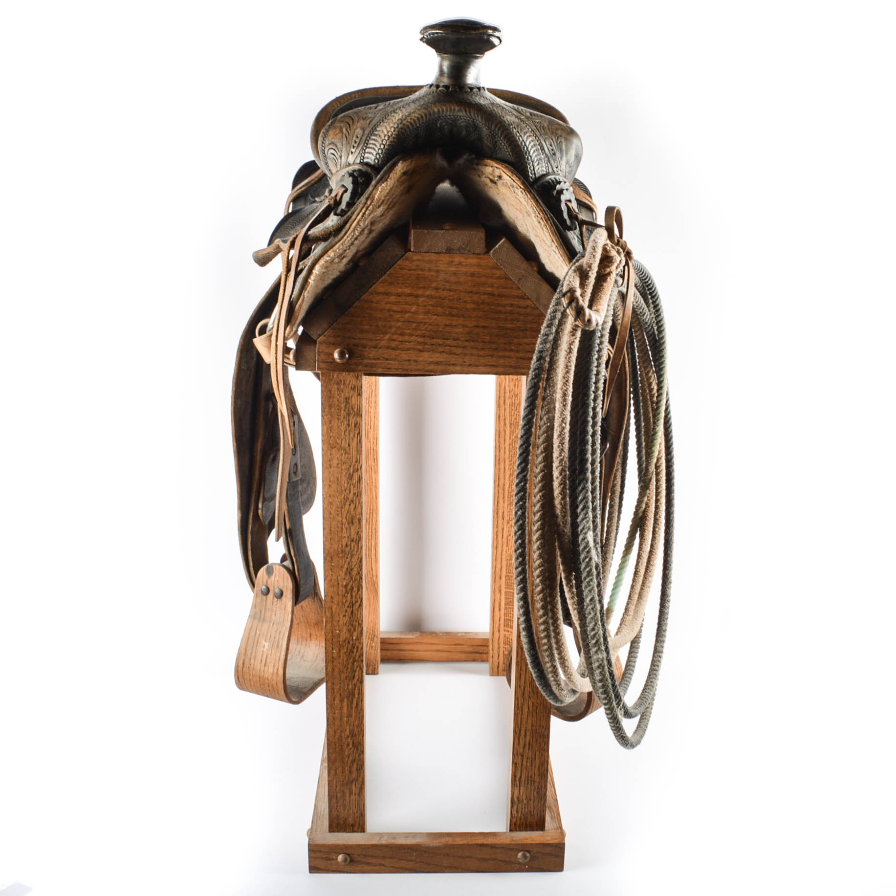 Vintage Children's Western Saddle and Lasso