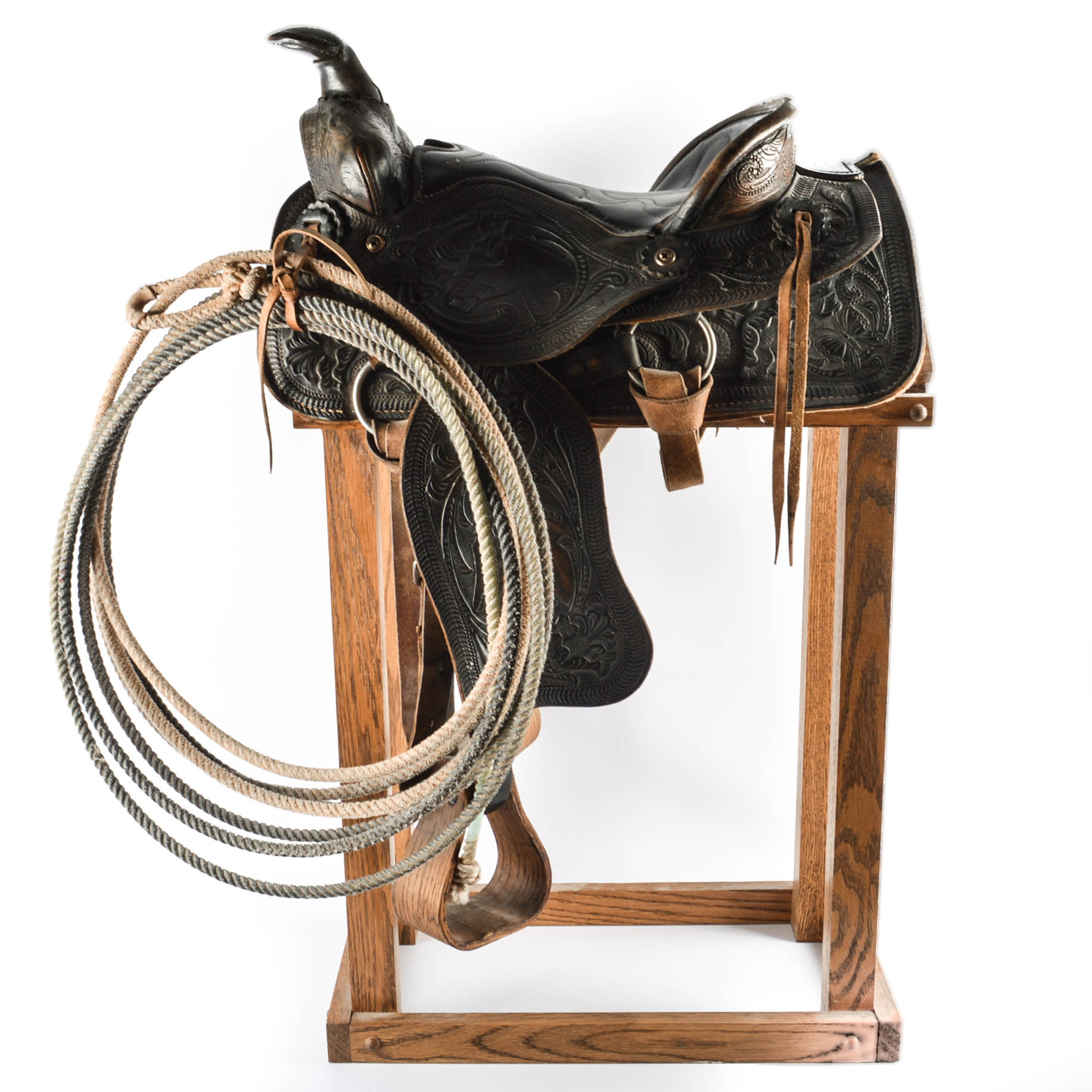 Vintage Children's Western Saddle and Lasso