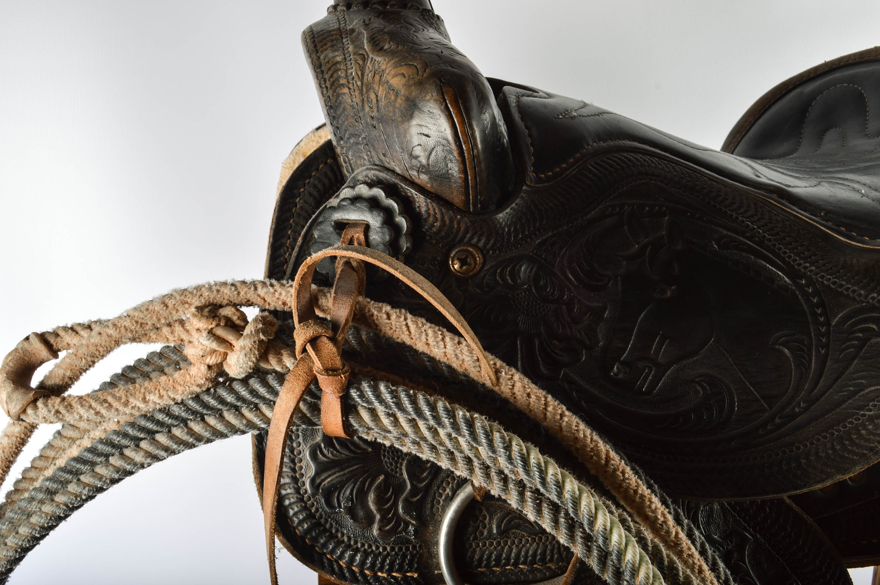 Vintage Children's Western Saddle and Lasso