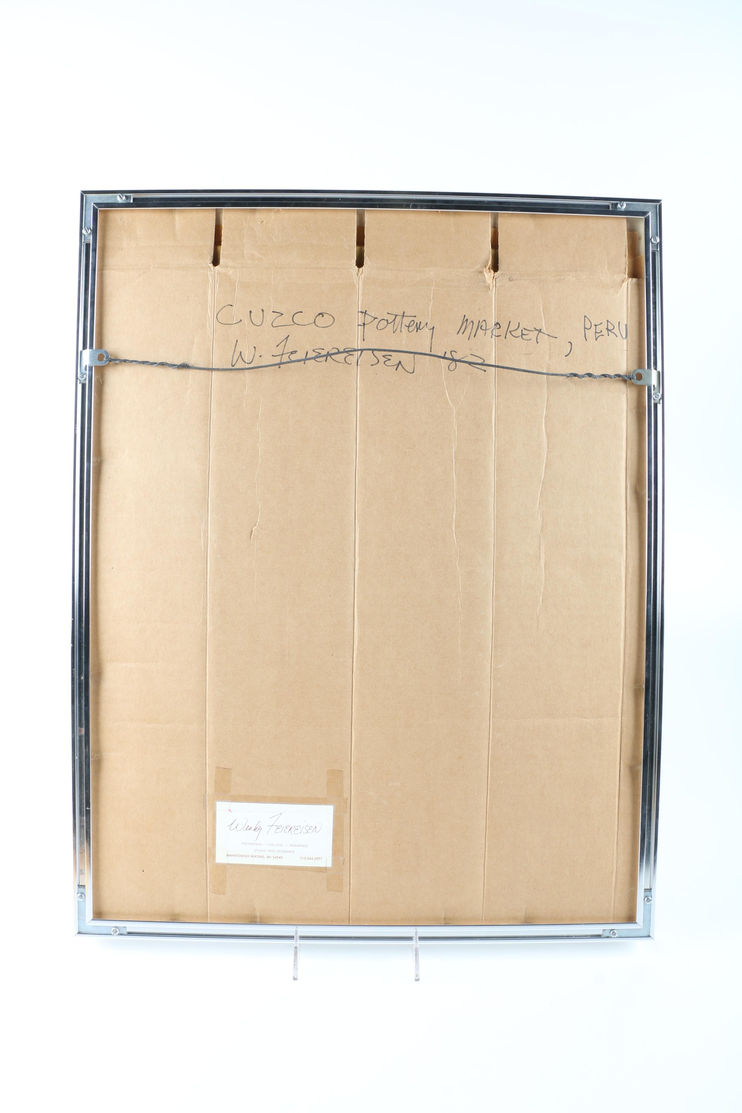 Wendy Feiereisen Original Mixed Media Painting of "Cuzco Pottery Market, Peru"