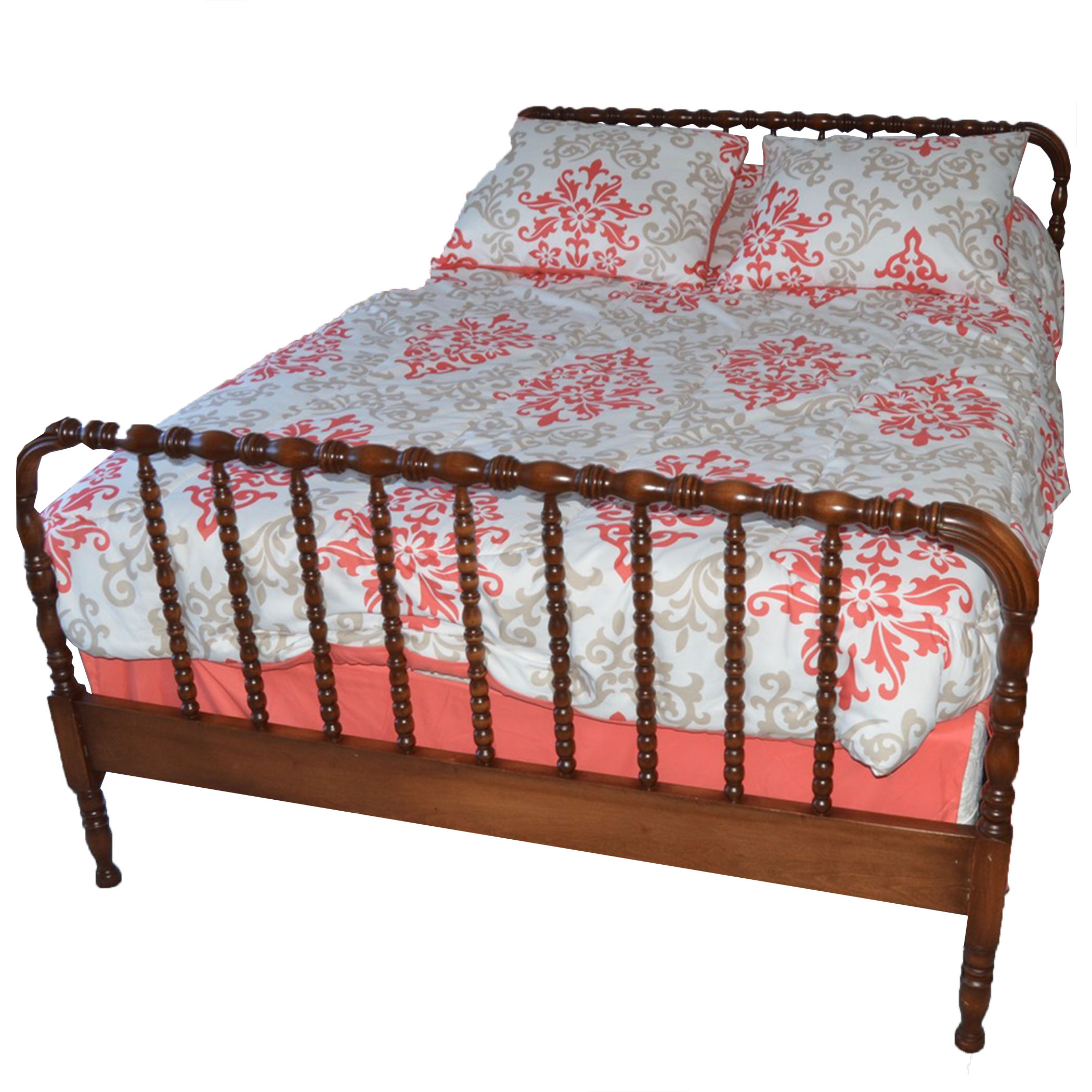 Vintage Spindle Full Size Bed Frame and Comforter Set