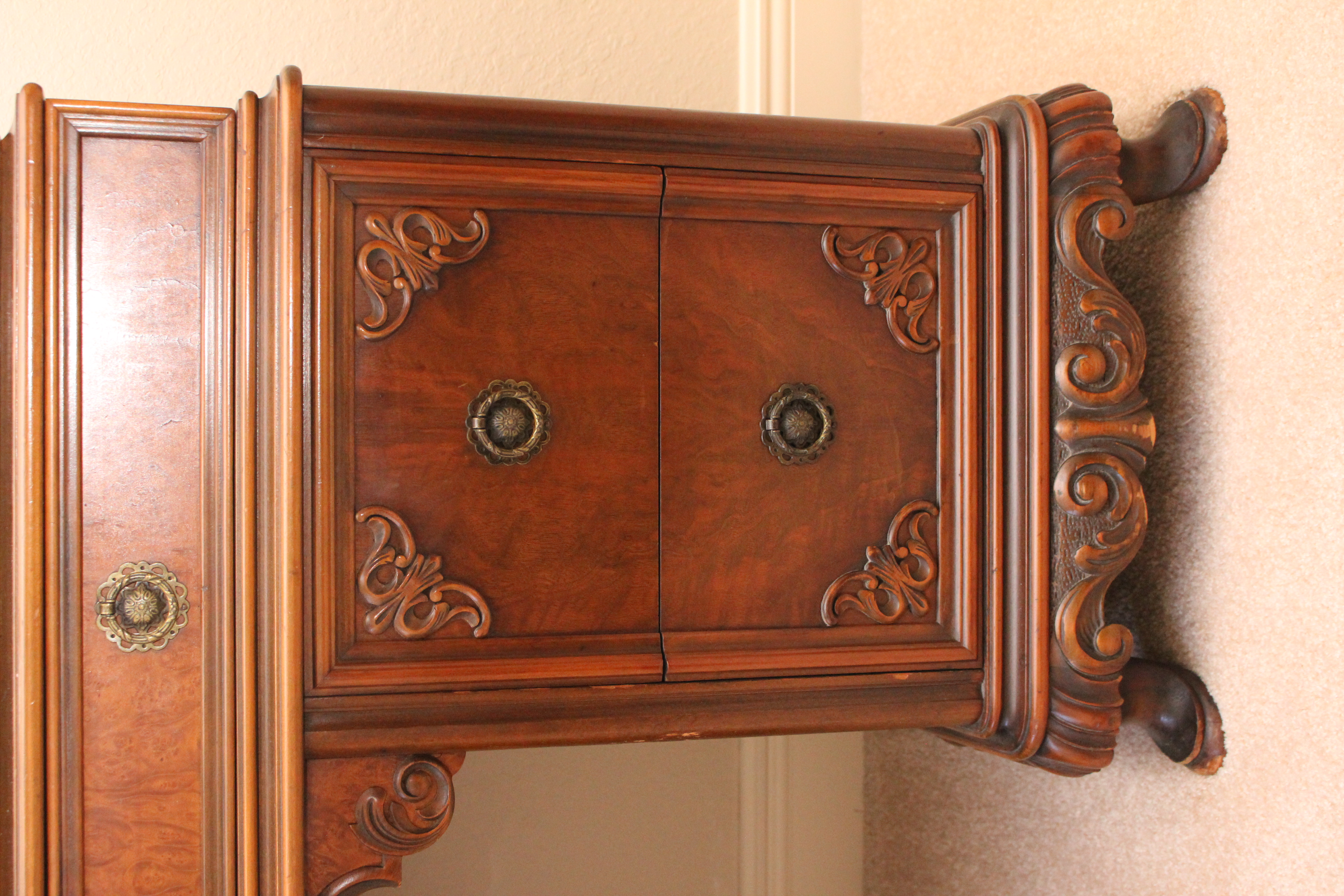 Antique Queen Anne Style Vanity Dresser by Berkey and Gay With Chair