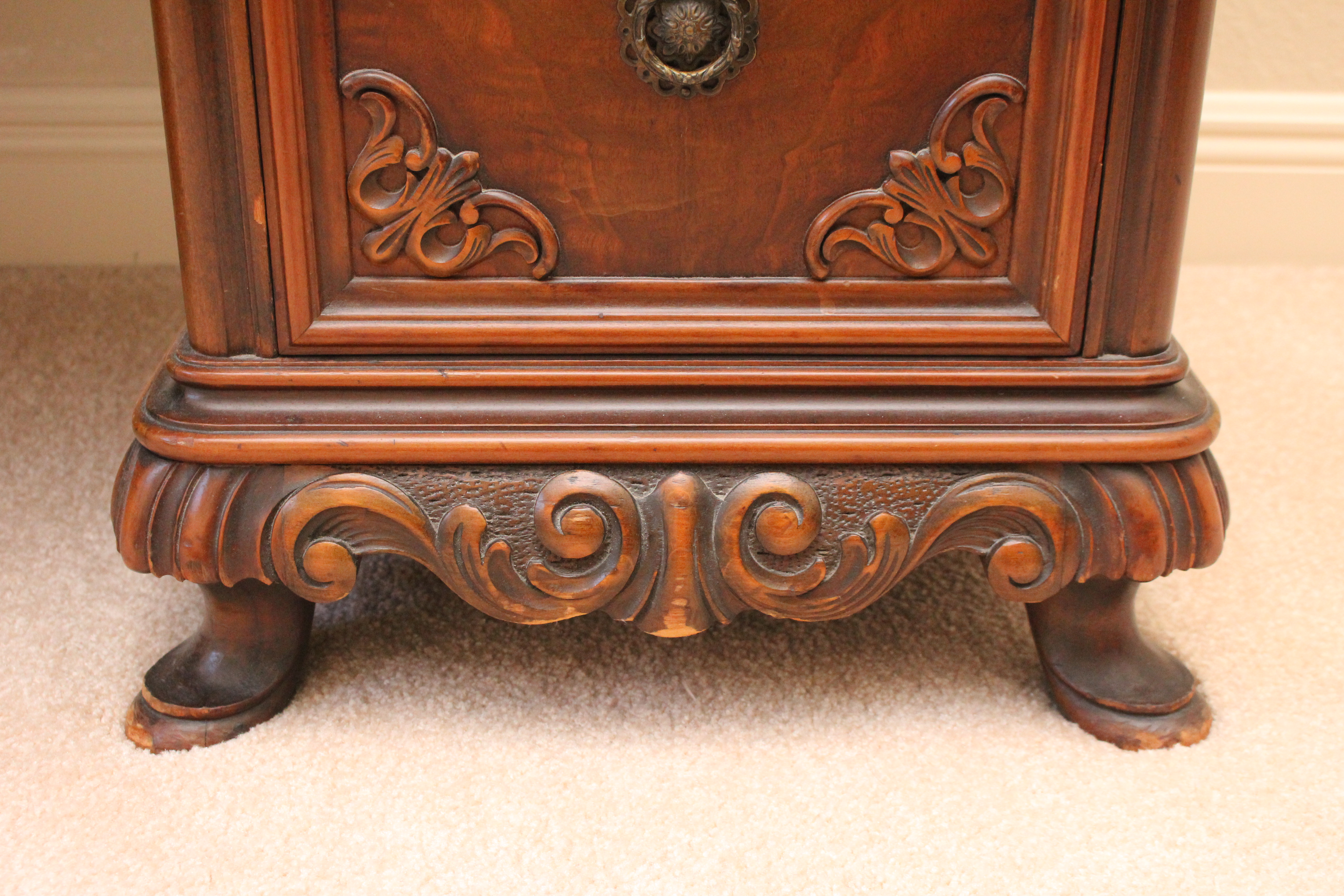 Antique Queen Anne Style Vanity Dresser by Berkey and Gay With Chair