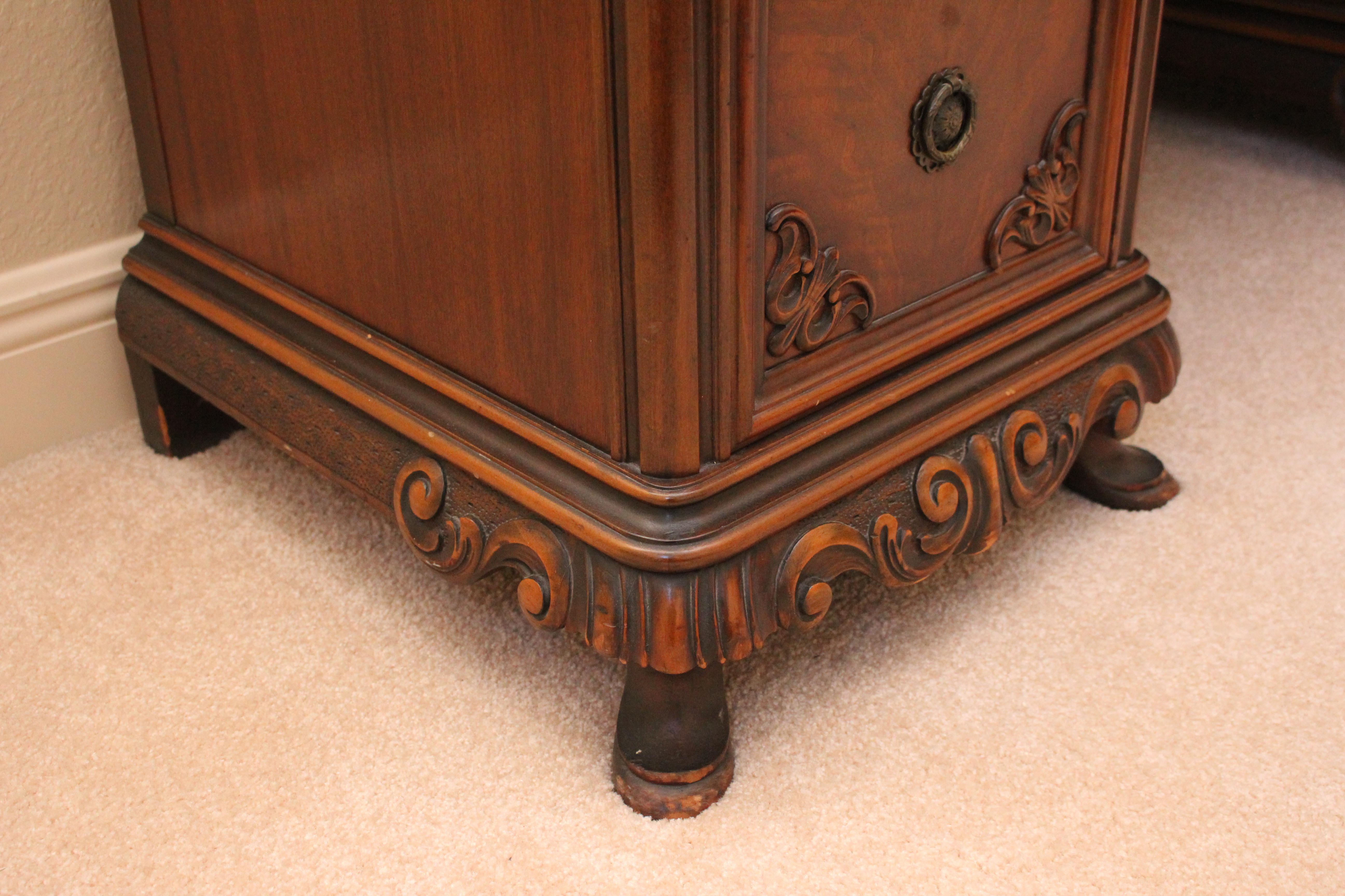 Antique Queen Anne Style Vanity Dresser by Berkey and Gay With Chair