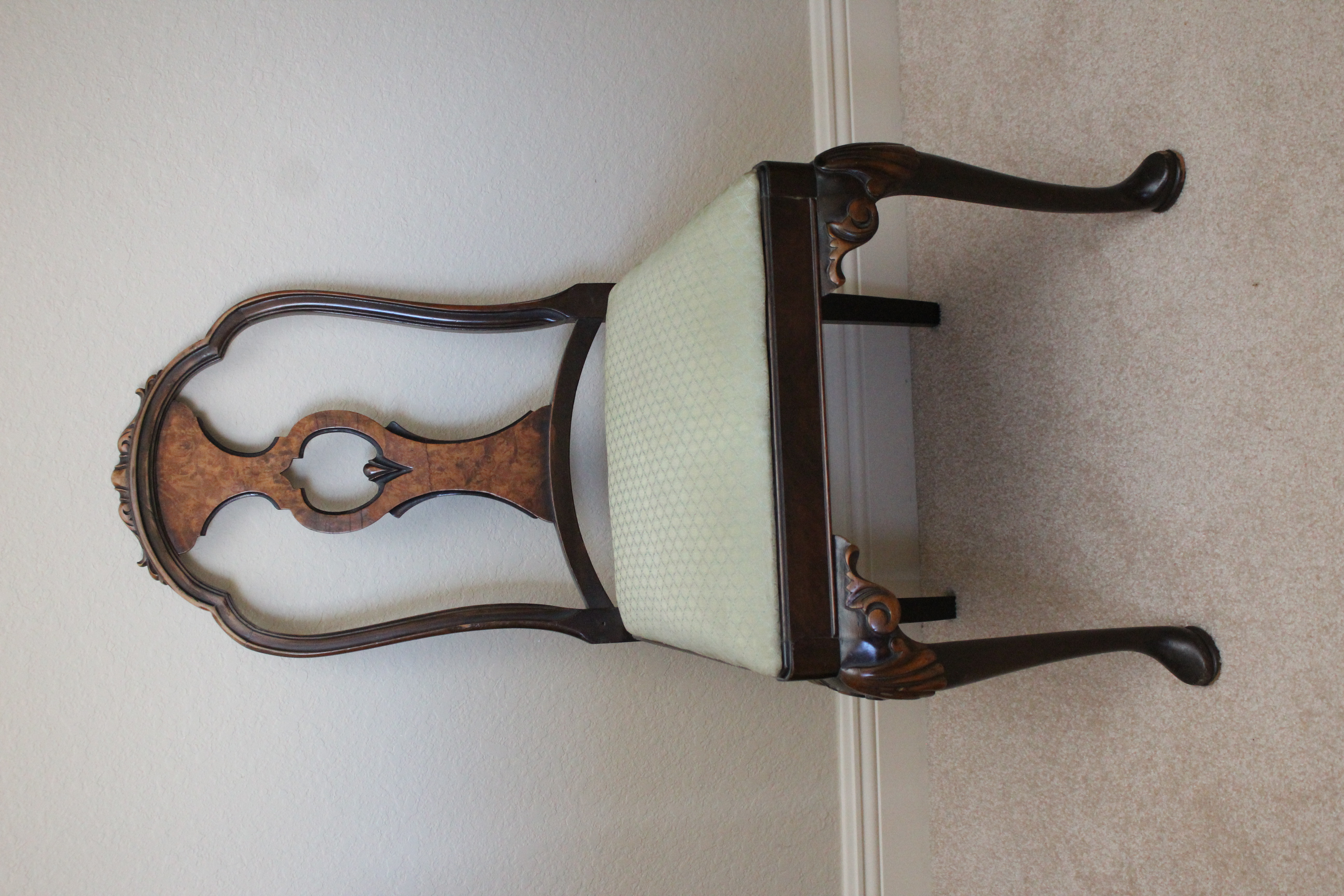 Antique Queen Anne Style Vanity Dresser by Berkey and Gay With Chair