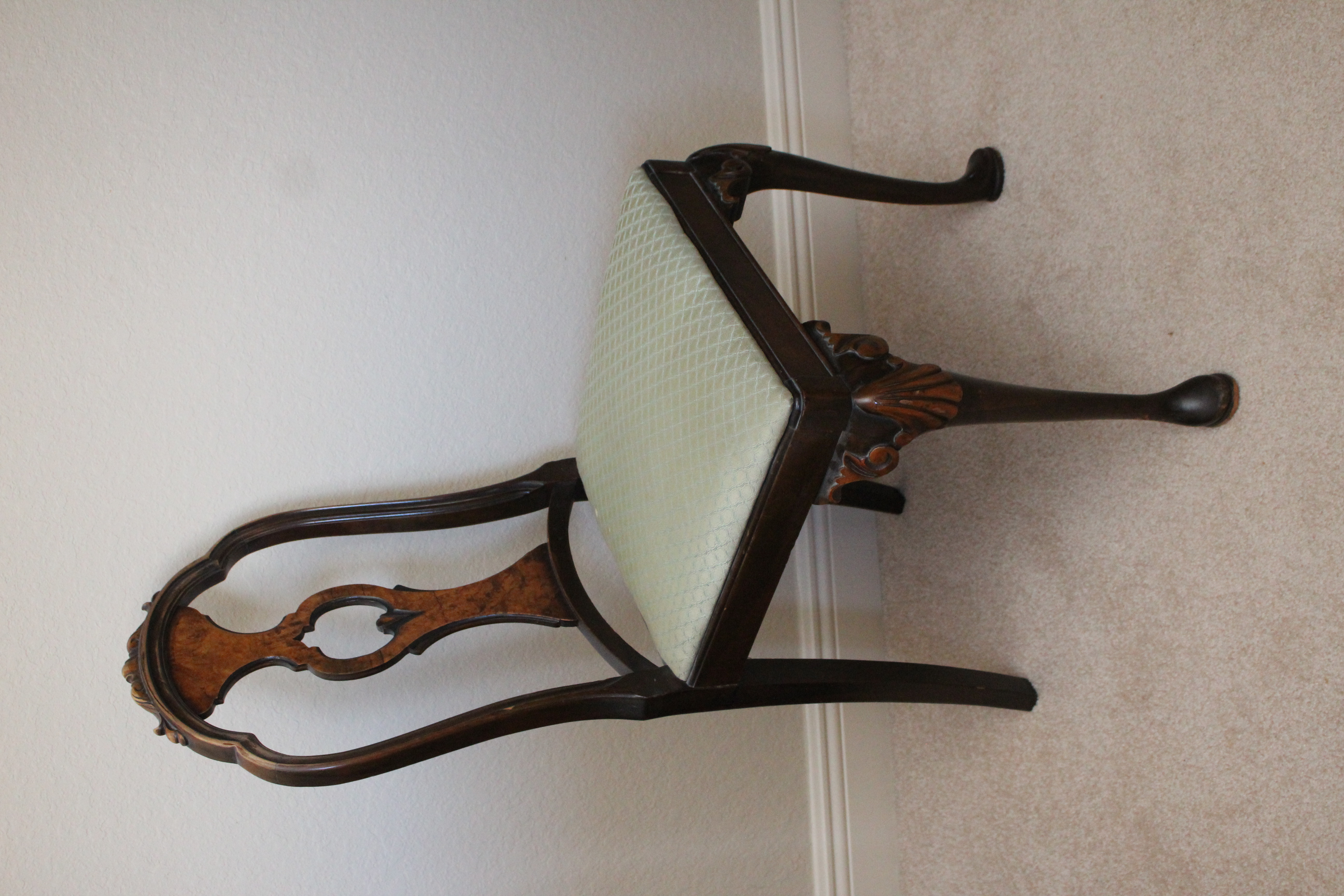 Antique Queen Anne Style Vanity Dresser by Berkey and Gay With Chair