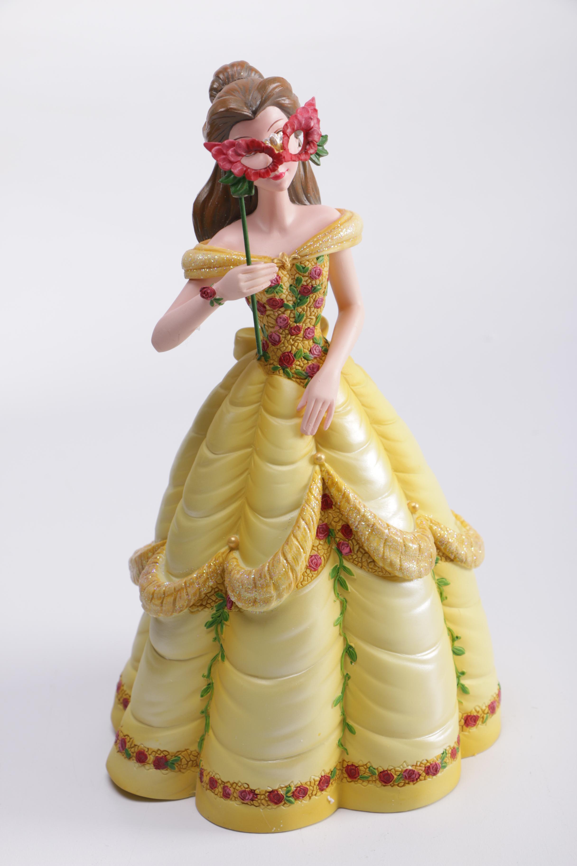 Disney Figurines Including Masquerade Snow White, Belle, and Alice