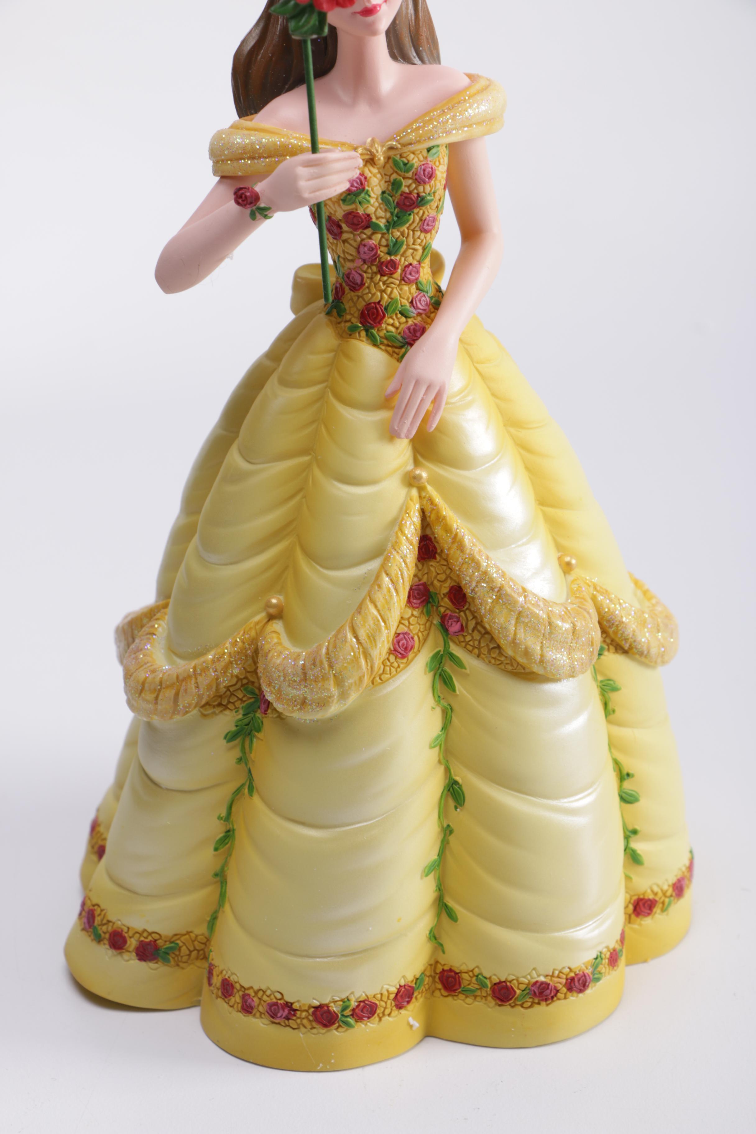 Disney Figurines Including Masquerade Snow White, Belle, and Alice