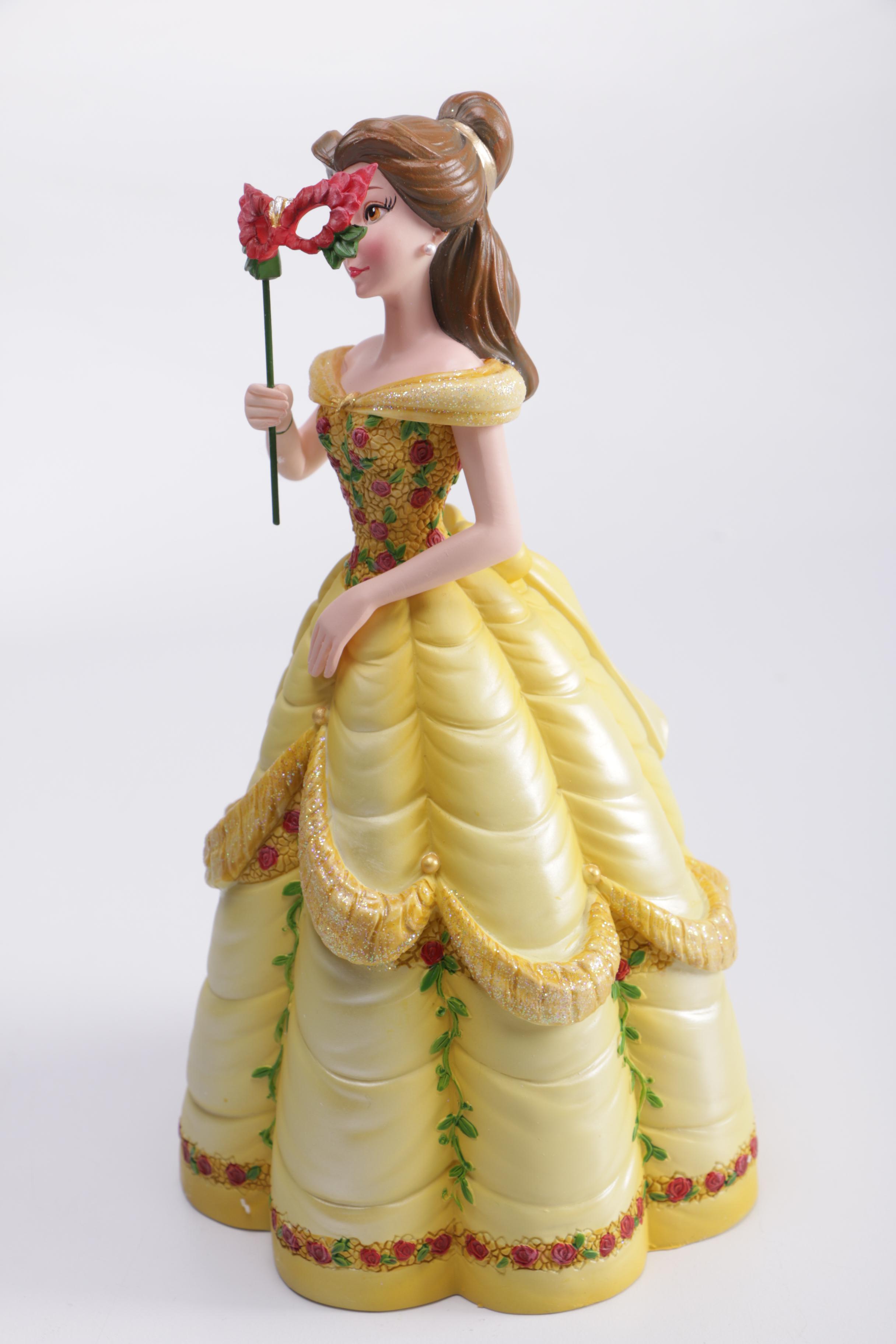 Disney Figurines Including Masquerade Snow White, Belle, and Alice