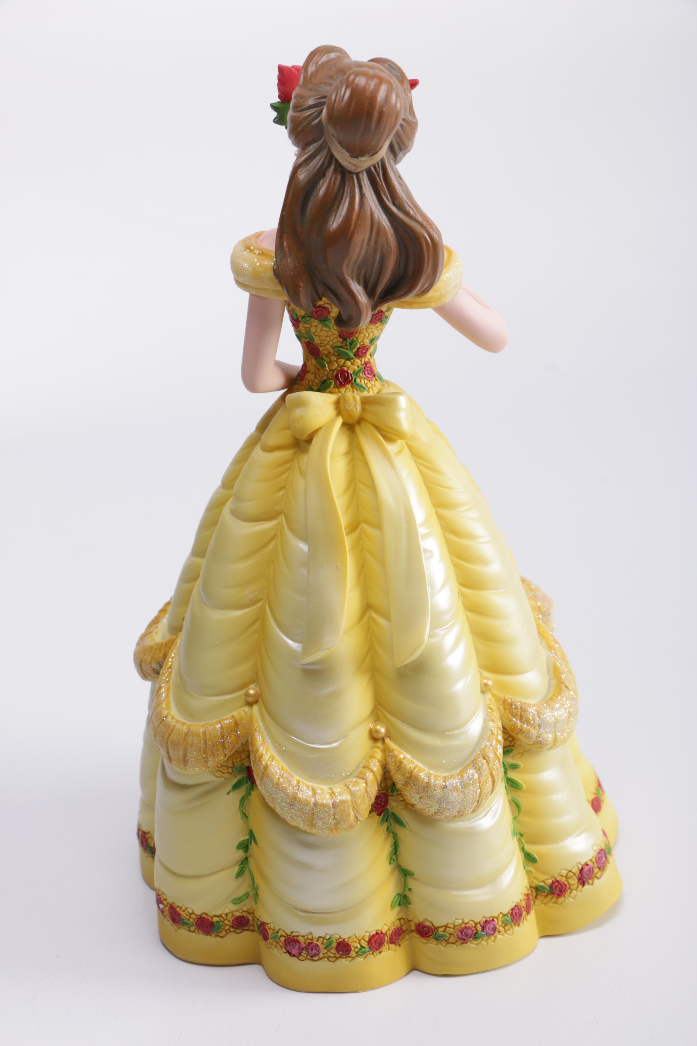 Disney Figurines Including Masquerade Snow White, Belle, and Alice