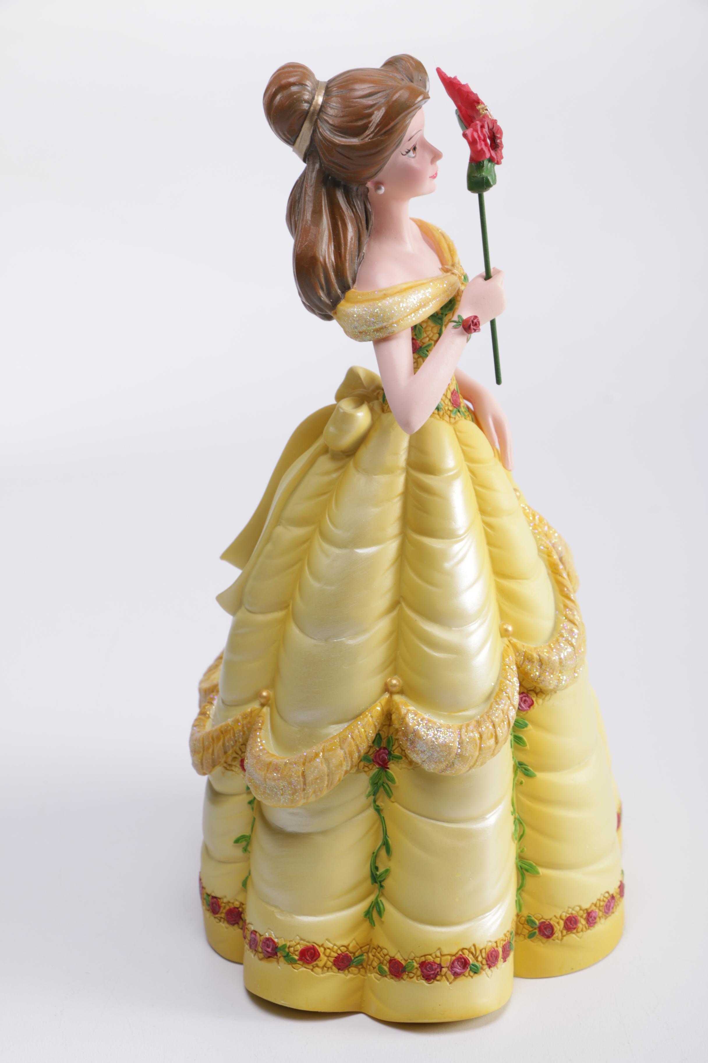 Disney Figurines Including Masquerade Snow White, Belle, and Alice