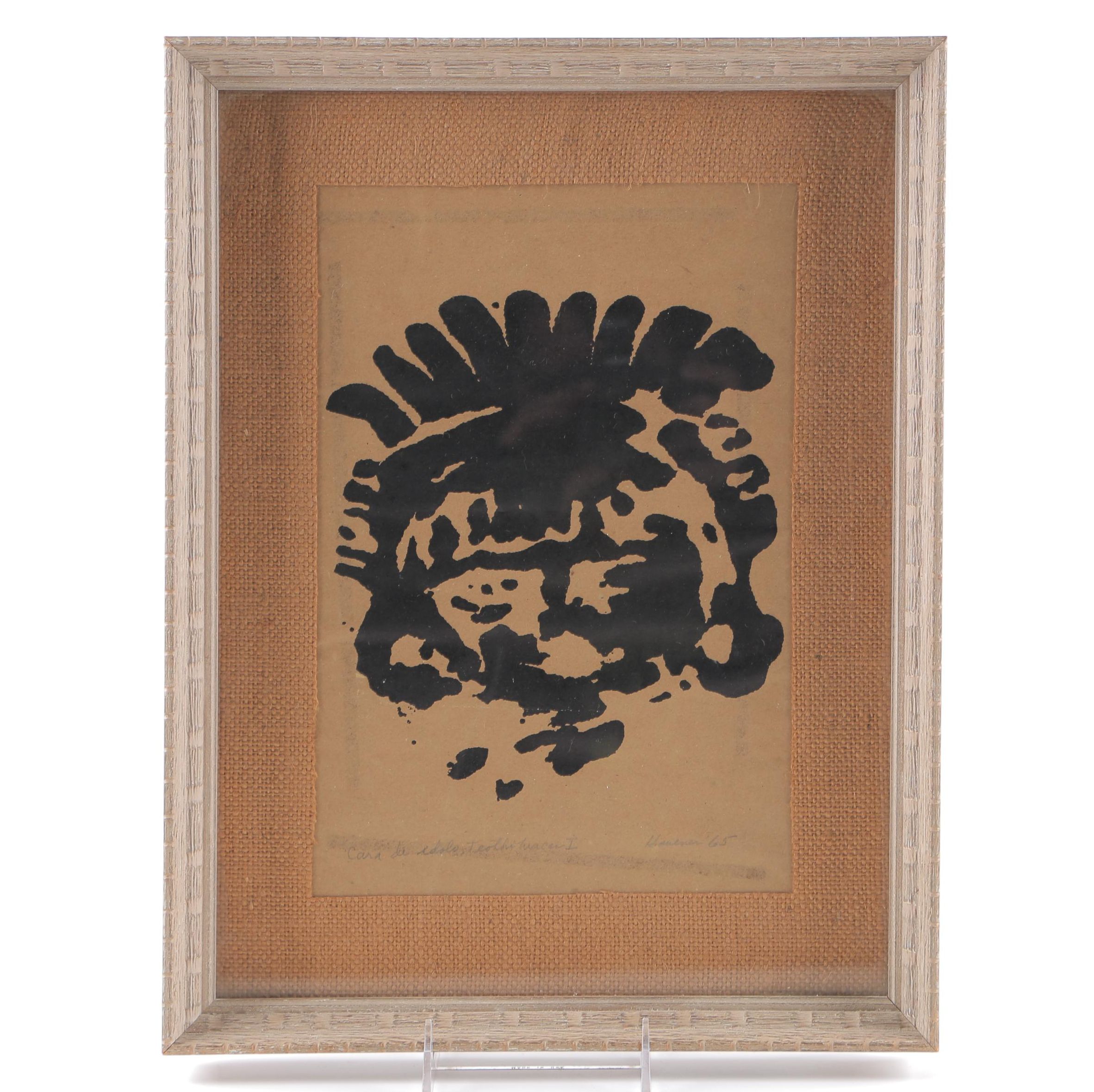 Framed Klecksograph "Cara de idolo, Teotihuacan I"
