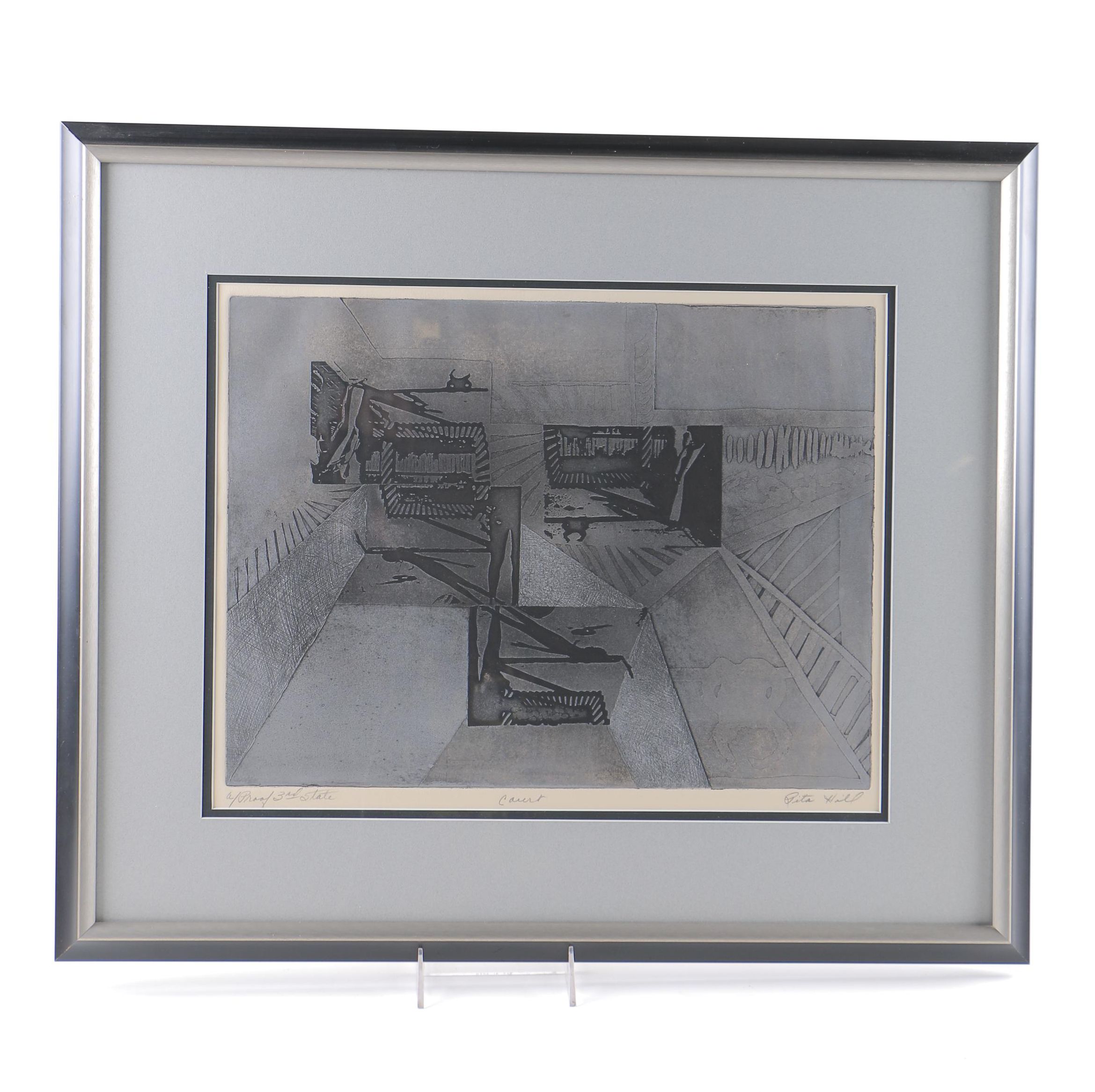 Rita M. Hill Artist Proof Intaglio on Paper "Court"
