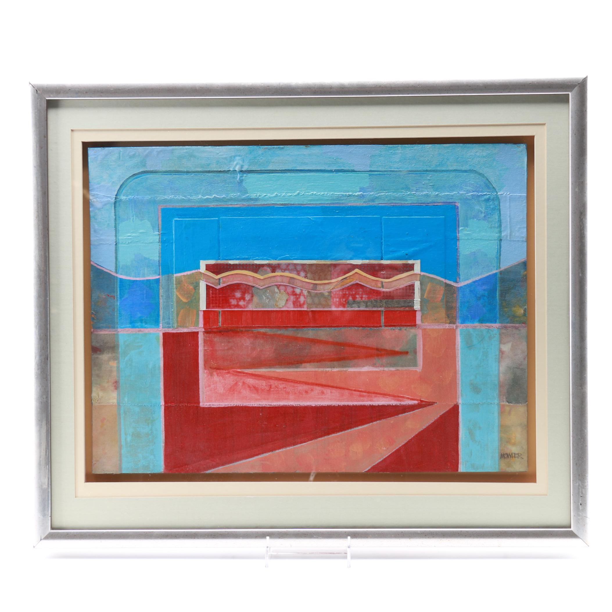 John Mowder Acrylic Collage on Canvas "From The Road Series 87"