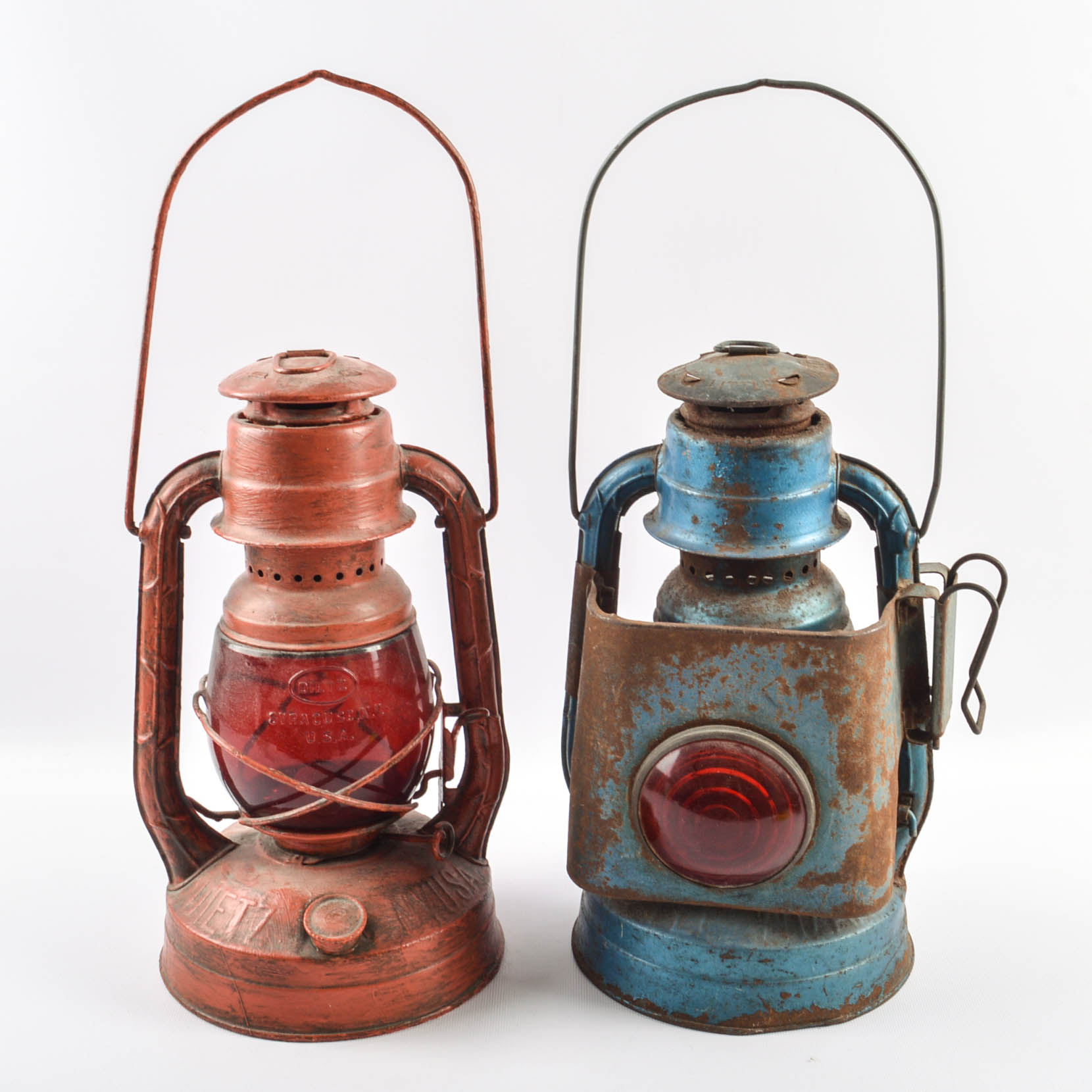 Two Vintage Dietz Little Wizard Railroad Lanterns