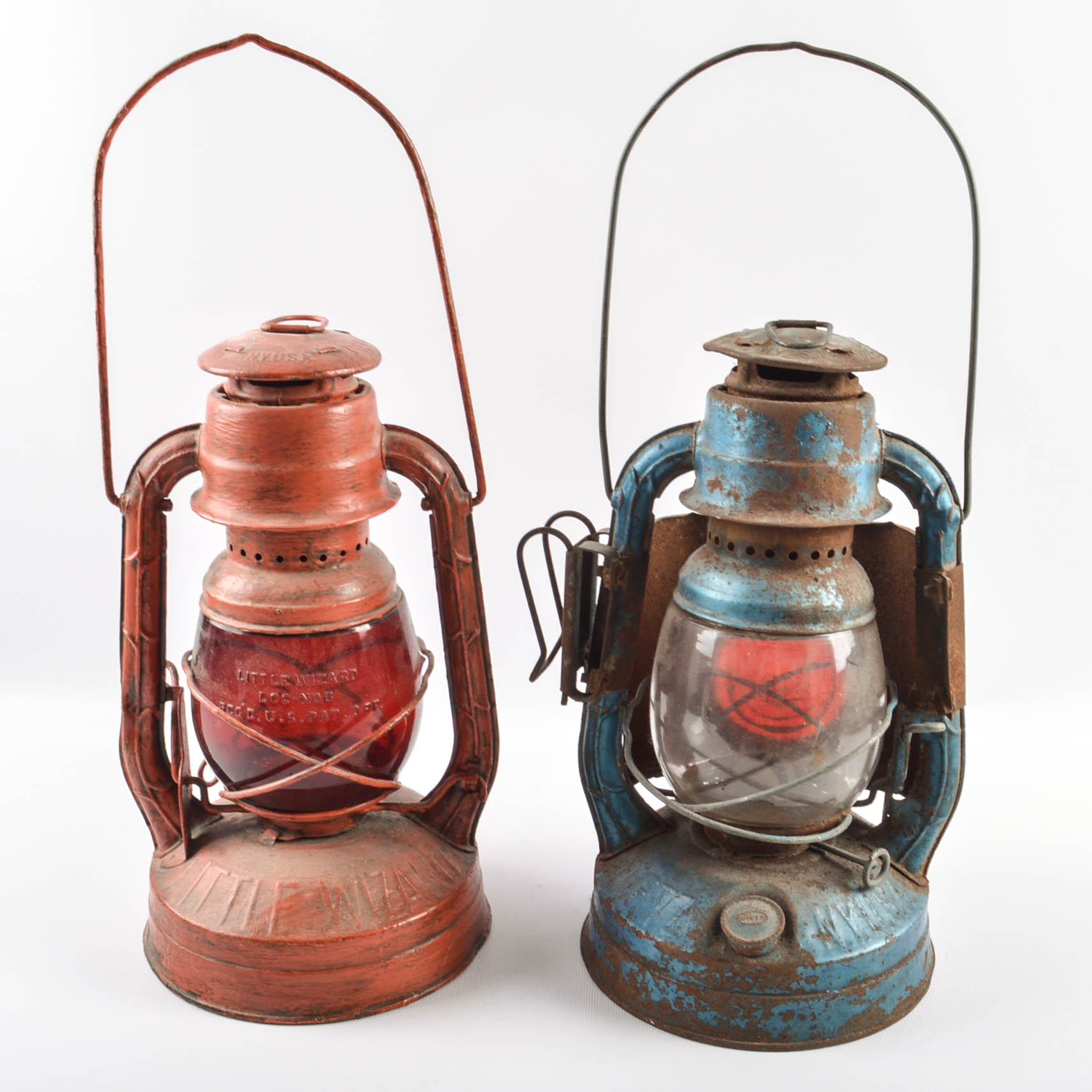 Two Vintage Dietz Little Wizard Railroad Lanterns