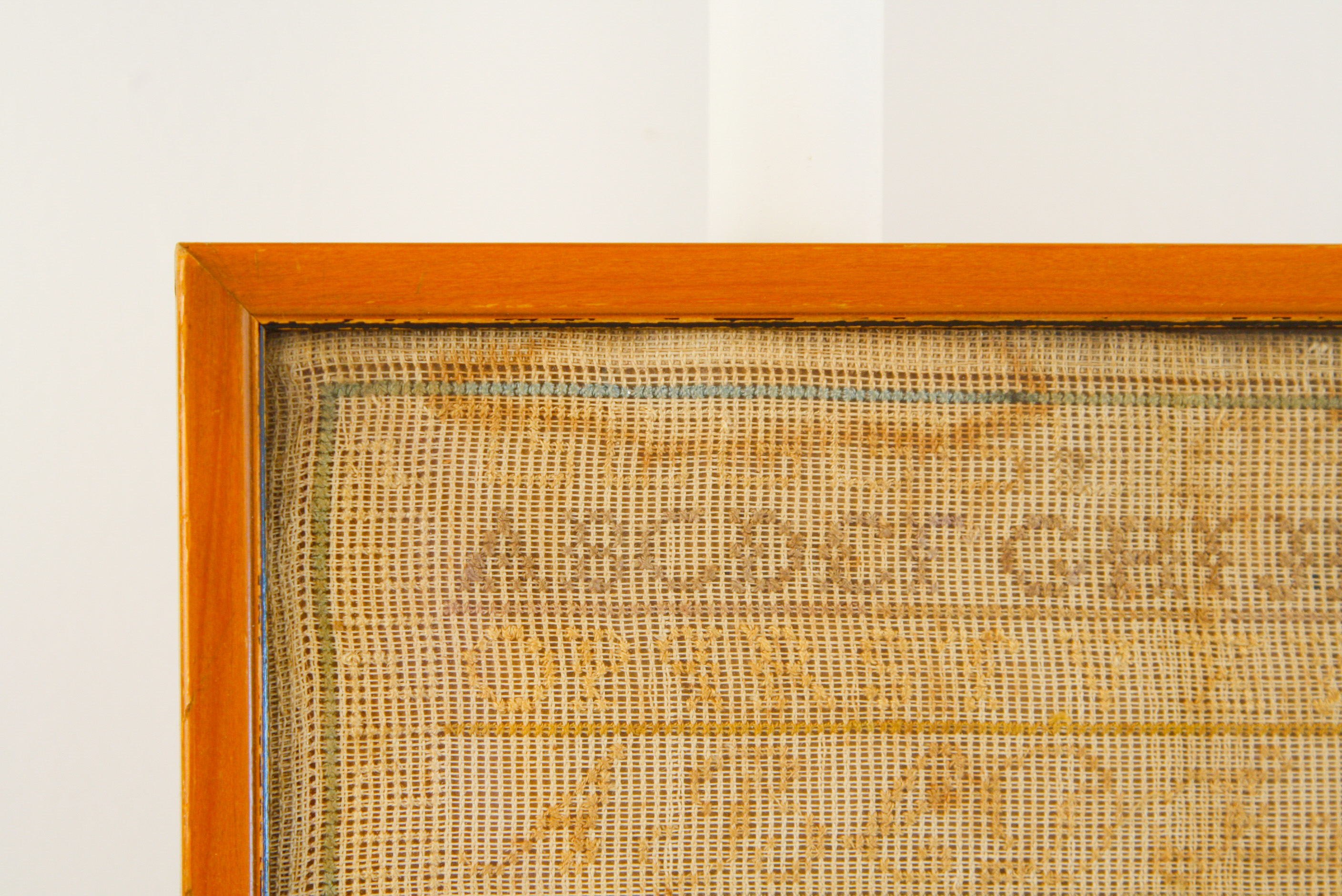 Framed Antique Needlepoint Sampler with Unused Shopping List