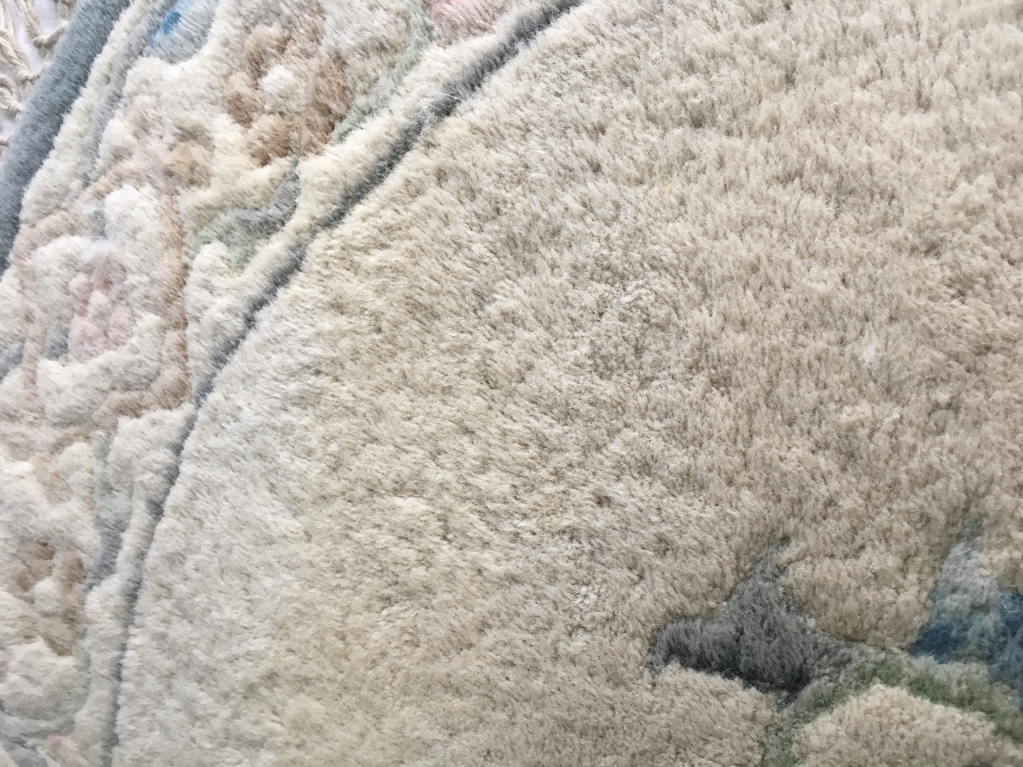 Handknotted Chinese Aubusson-Style Round Area Rug