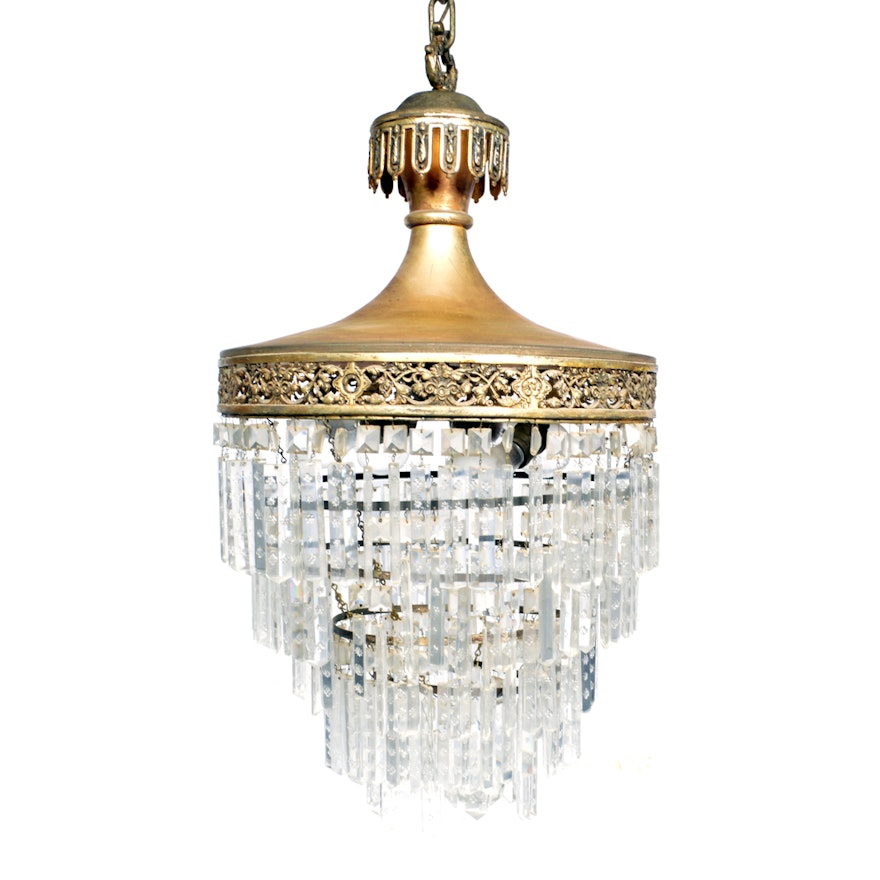 Vintage Chandelier With Crystal Prisms