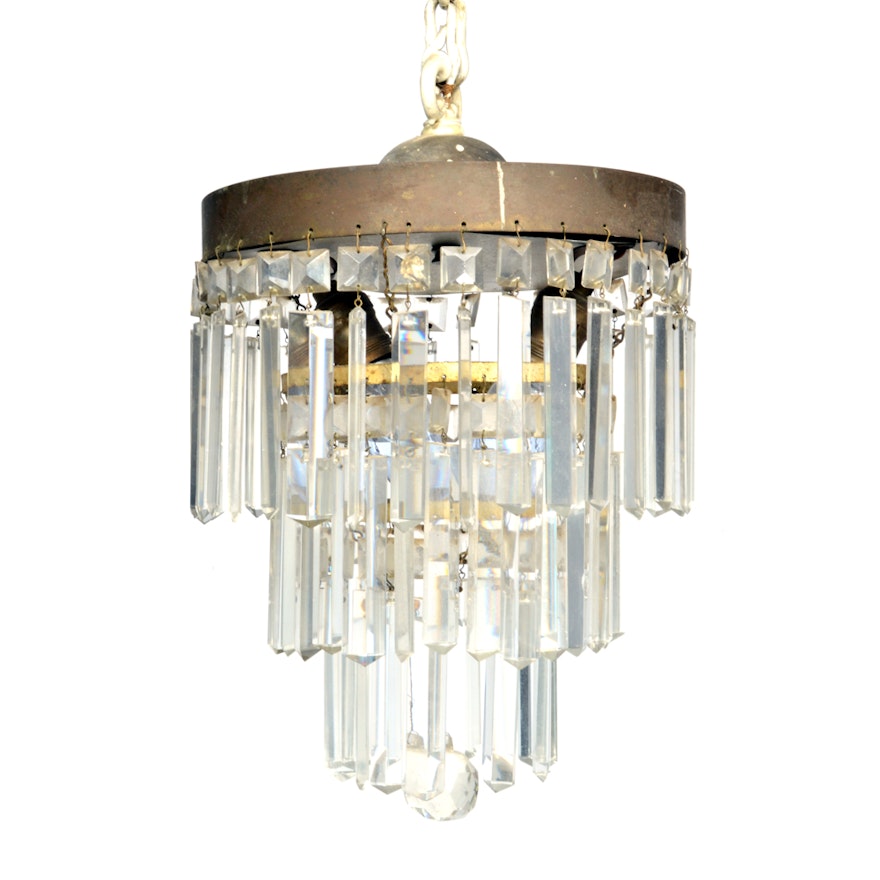 Vintage Chandelier With Crystal Prisms