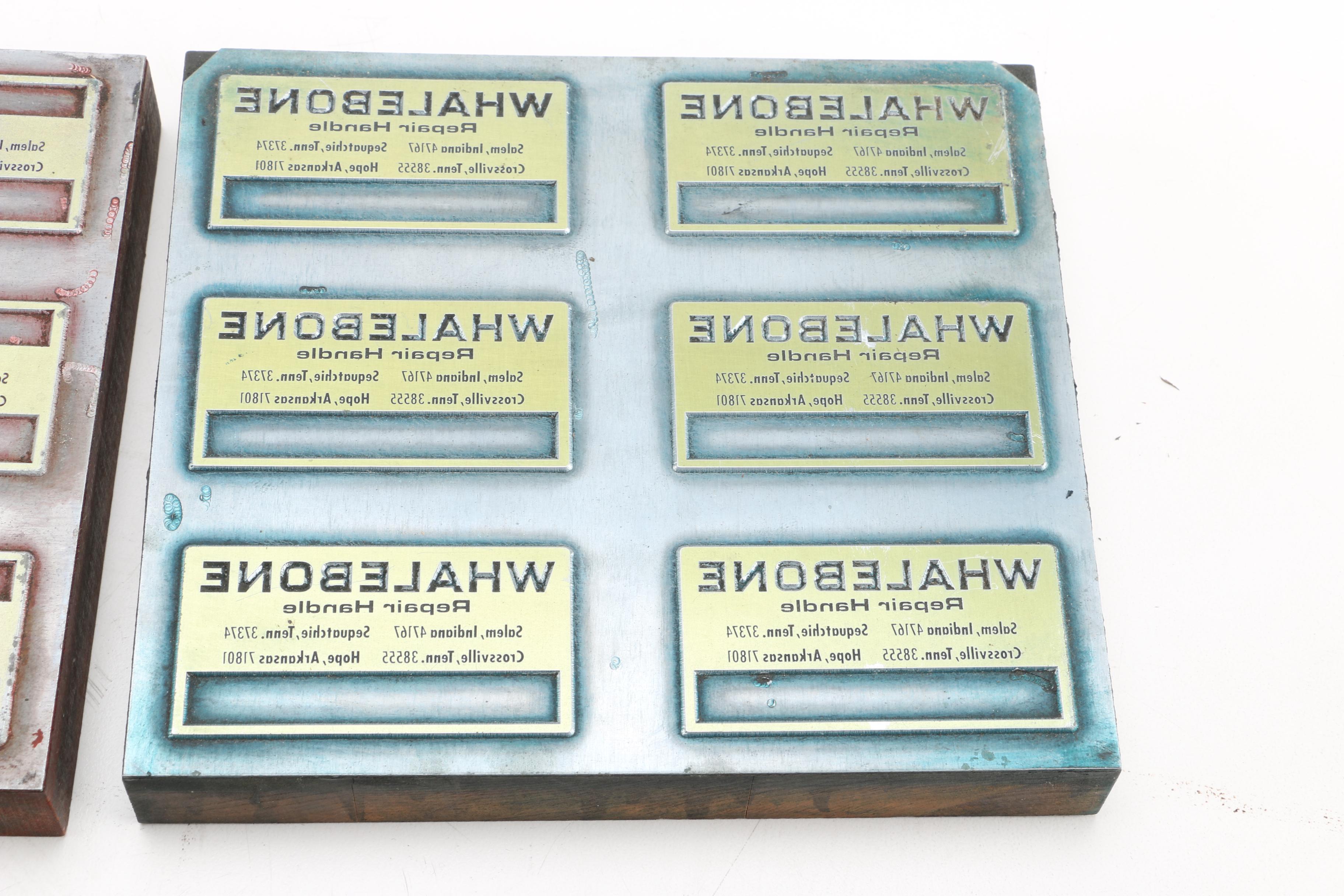 20th Century "Whalebone Repair Handle" Printing Blocks