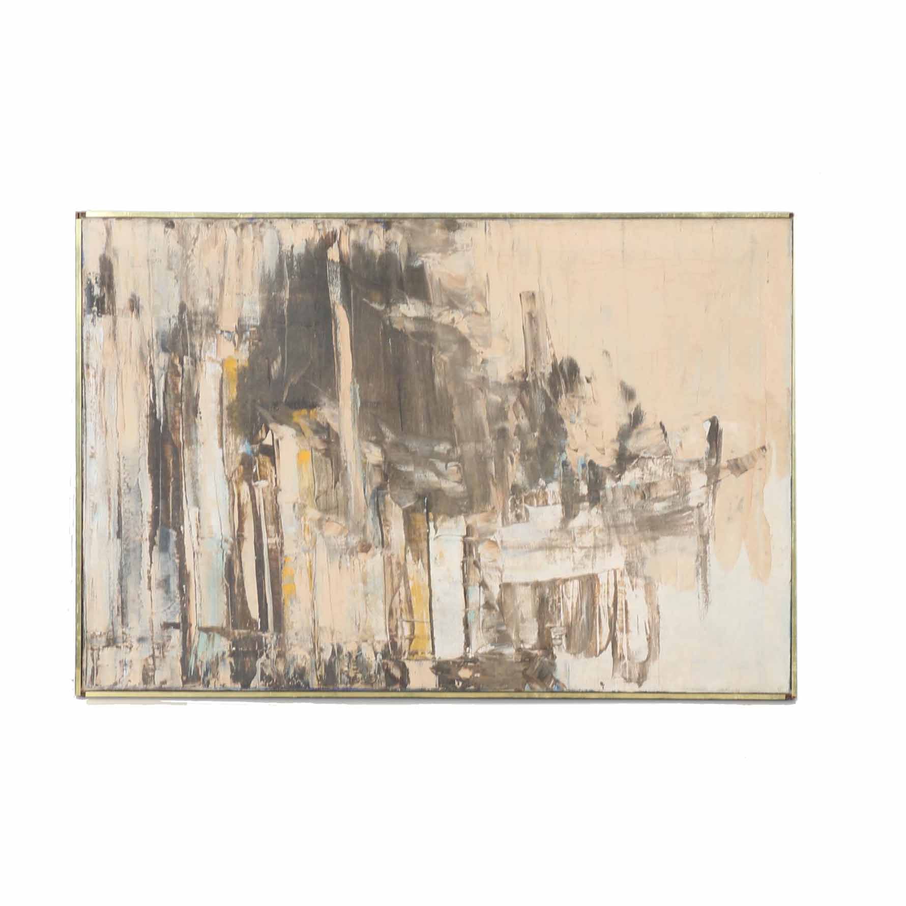 1963 Original Oil Painting on Canvas "Snow Harbor"