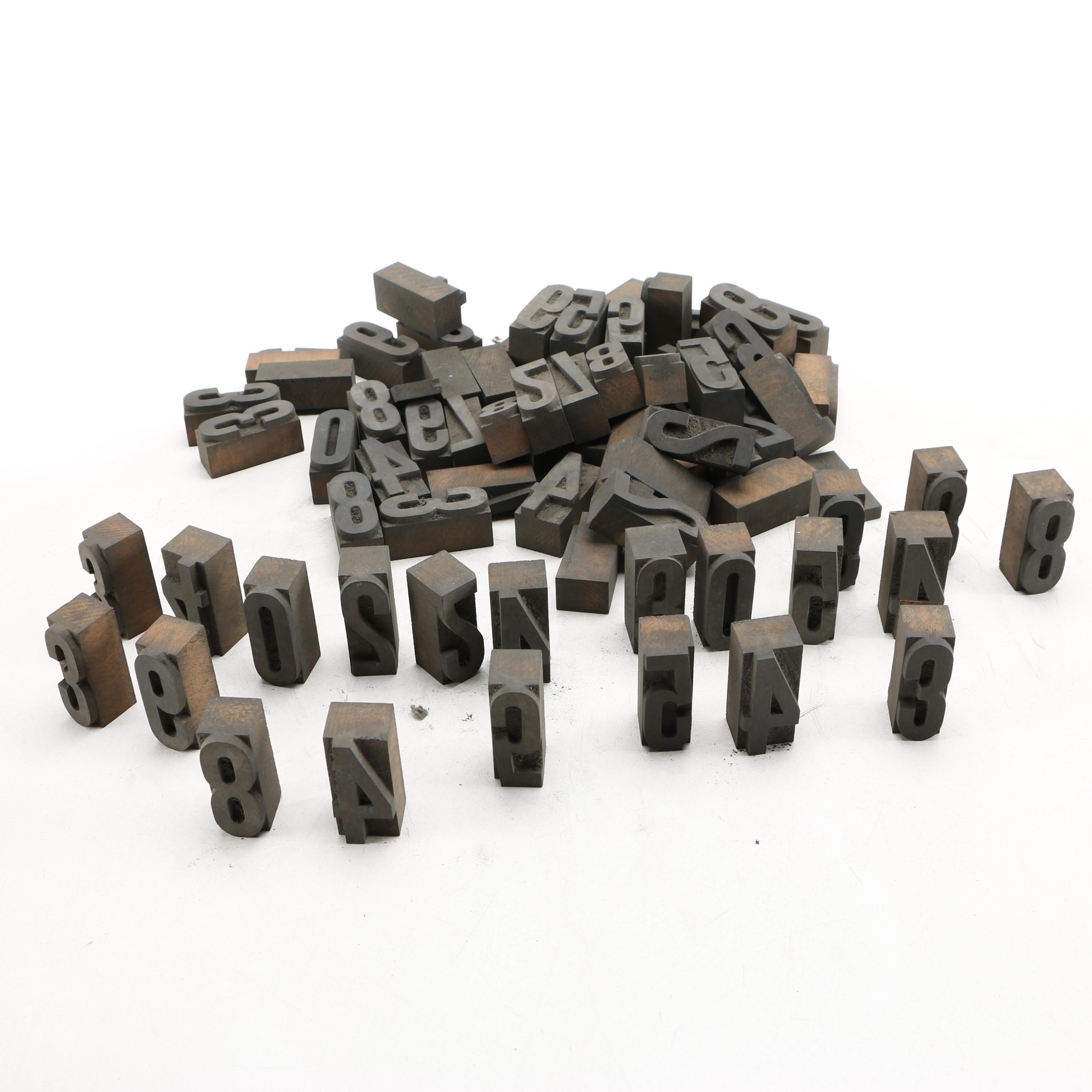 Collection of Wooden Numerical Printing Blocks