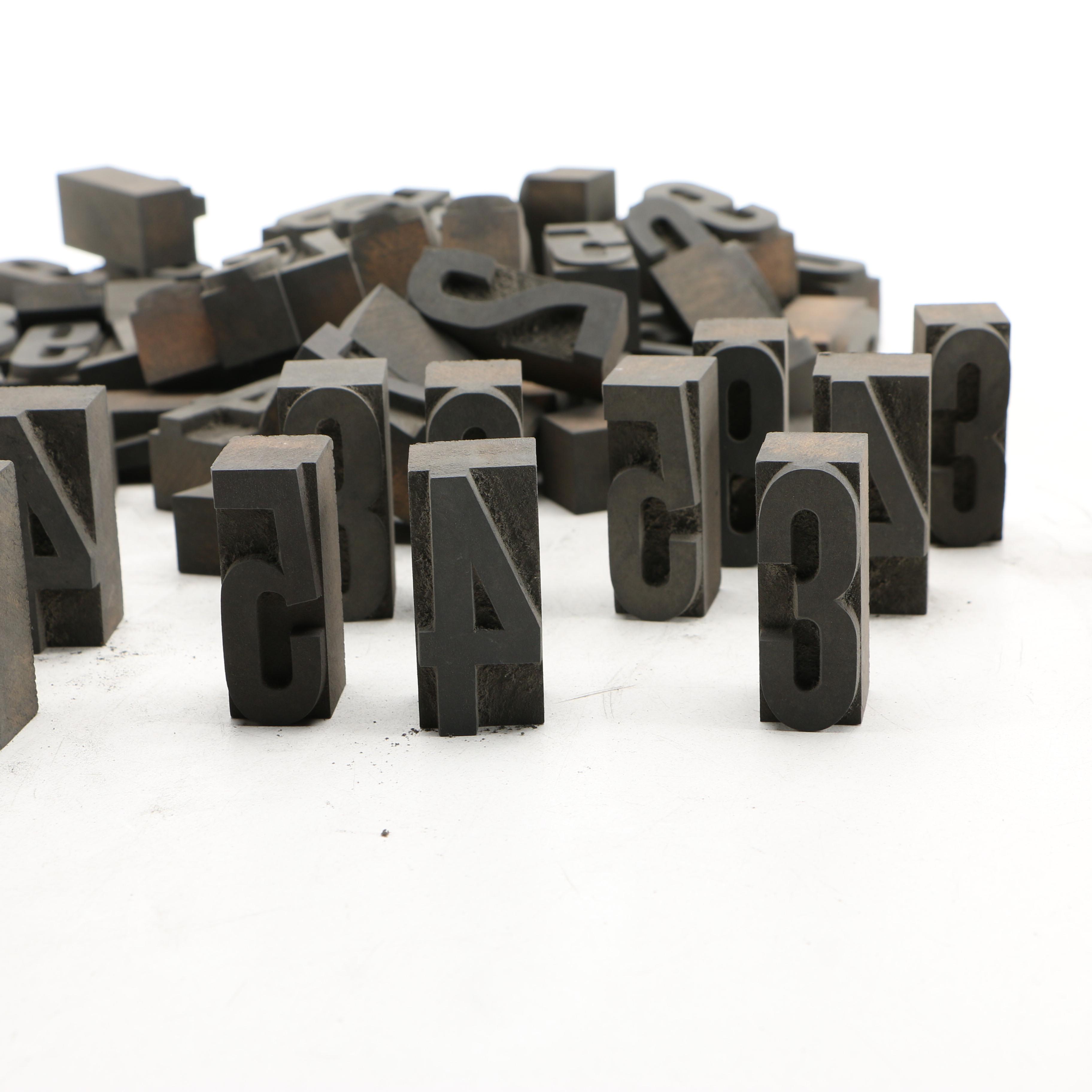 Collection of Wooden Numerical Printing Blocks