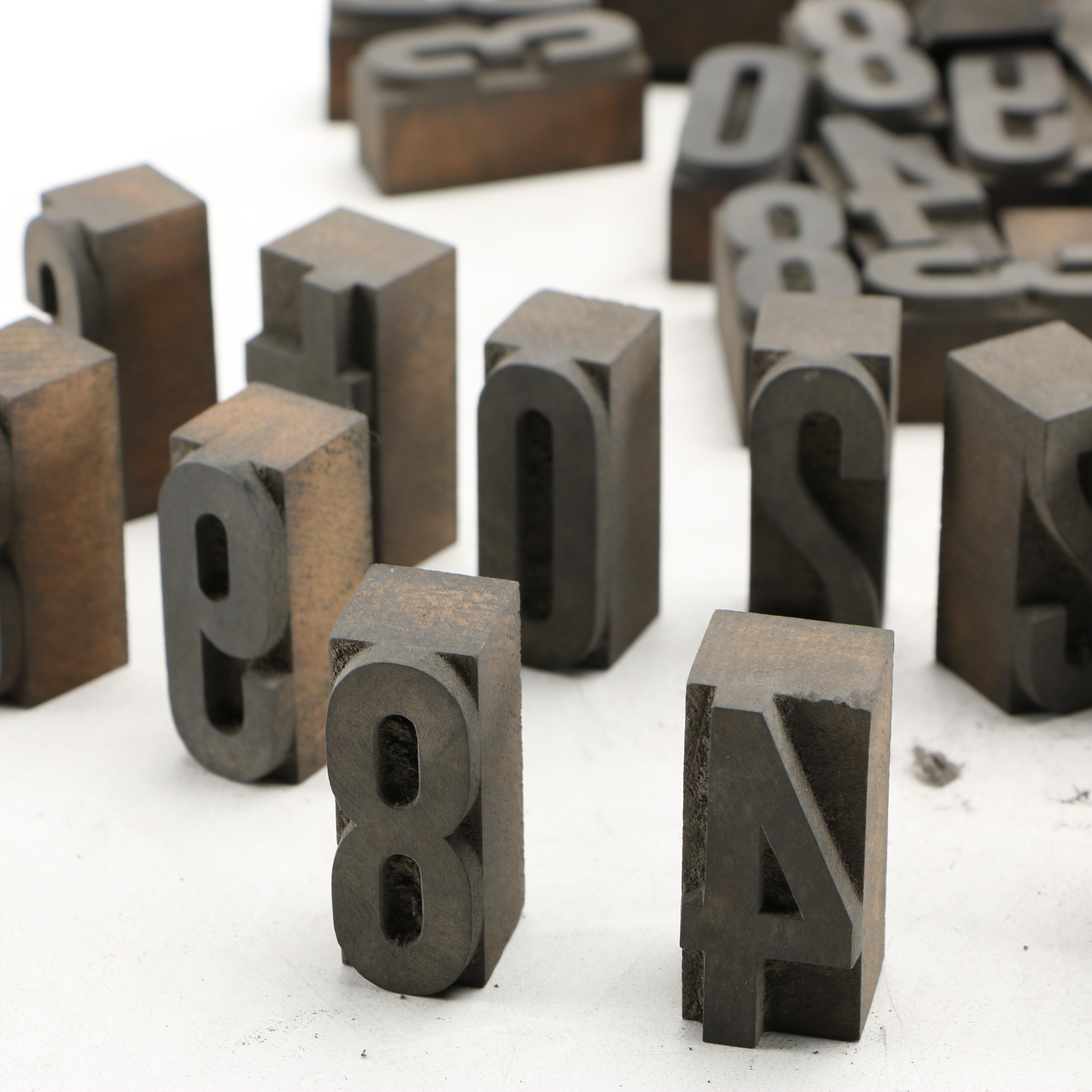 Collection of Wooden Numerical Printing Blocks